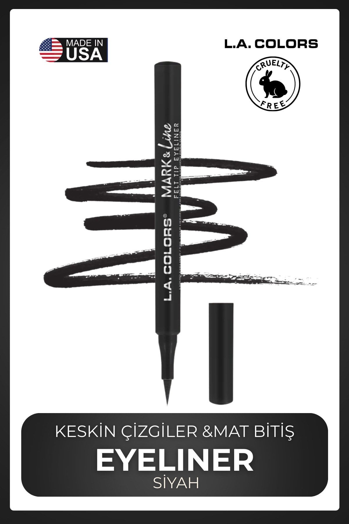 Mark & Line Hassas Uçlu Eyeliner - Tek Sürüşte Keskin Çizgiler ve Mat Bitişli Eyeliner #CLE823 Black