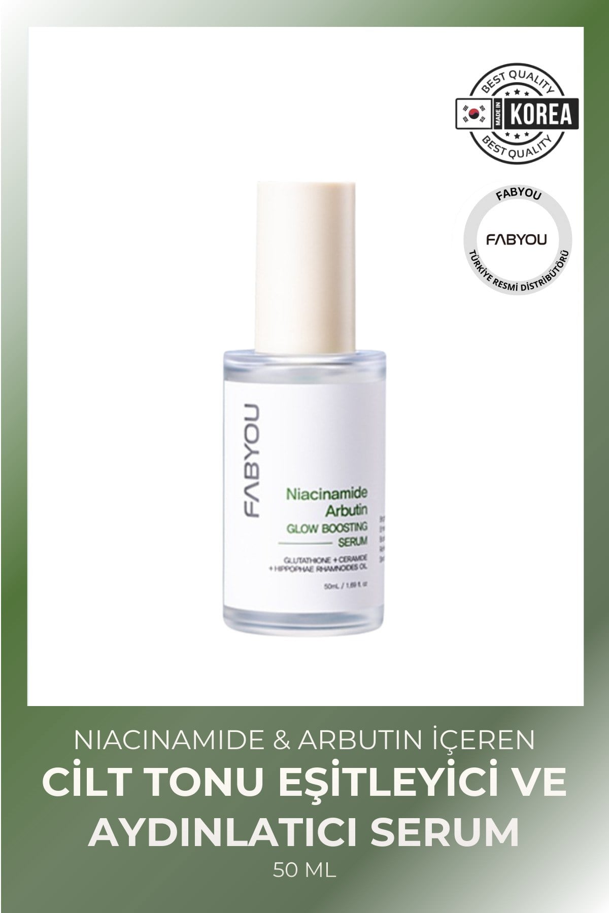 Niasinamid ve Arbutin İçeren Cilt Tonu Eşitleyici&Aydınlatıcı Yüz Serumu 50 ml