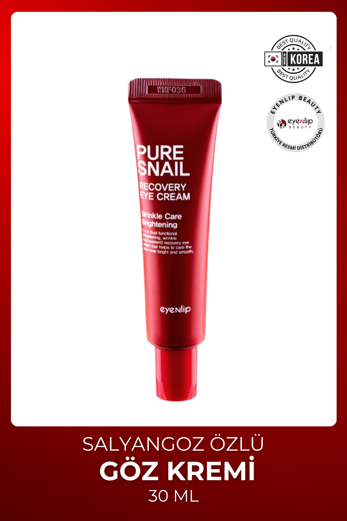Pure Snail Recovery Eye Cream - İnce Çizgi Karşıtı ve Nemlendirici Salyangoz Özlü Göz Kremi 30 ml