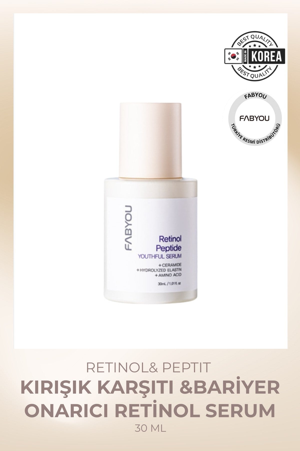 Retinol ve Peptit İçeren Gençlik Destekleyici Yüz Serumu 30 ml
