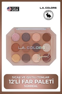 12 Color Eyeshadow Palette - Sıcak ve Işıltılı 12'li Makyaj Paleti #Surreal (Nude)