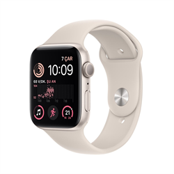 Apple Watch SE GPS 44mm Yıldız Işığı Alüminyum Kasa ve Yıldız Işığı Spor Kordon MNJX3TU/A