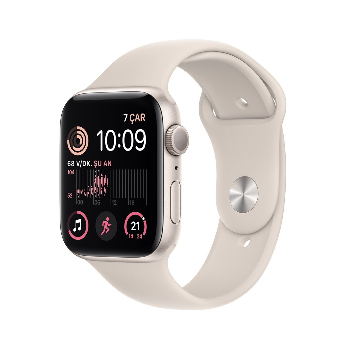 Apple Watch SE GPS 40mm Yıldız Işığı Alüminyum Kasa ve Yıldız Işığı Spor Kordon MNJP3TU/A