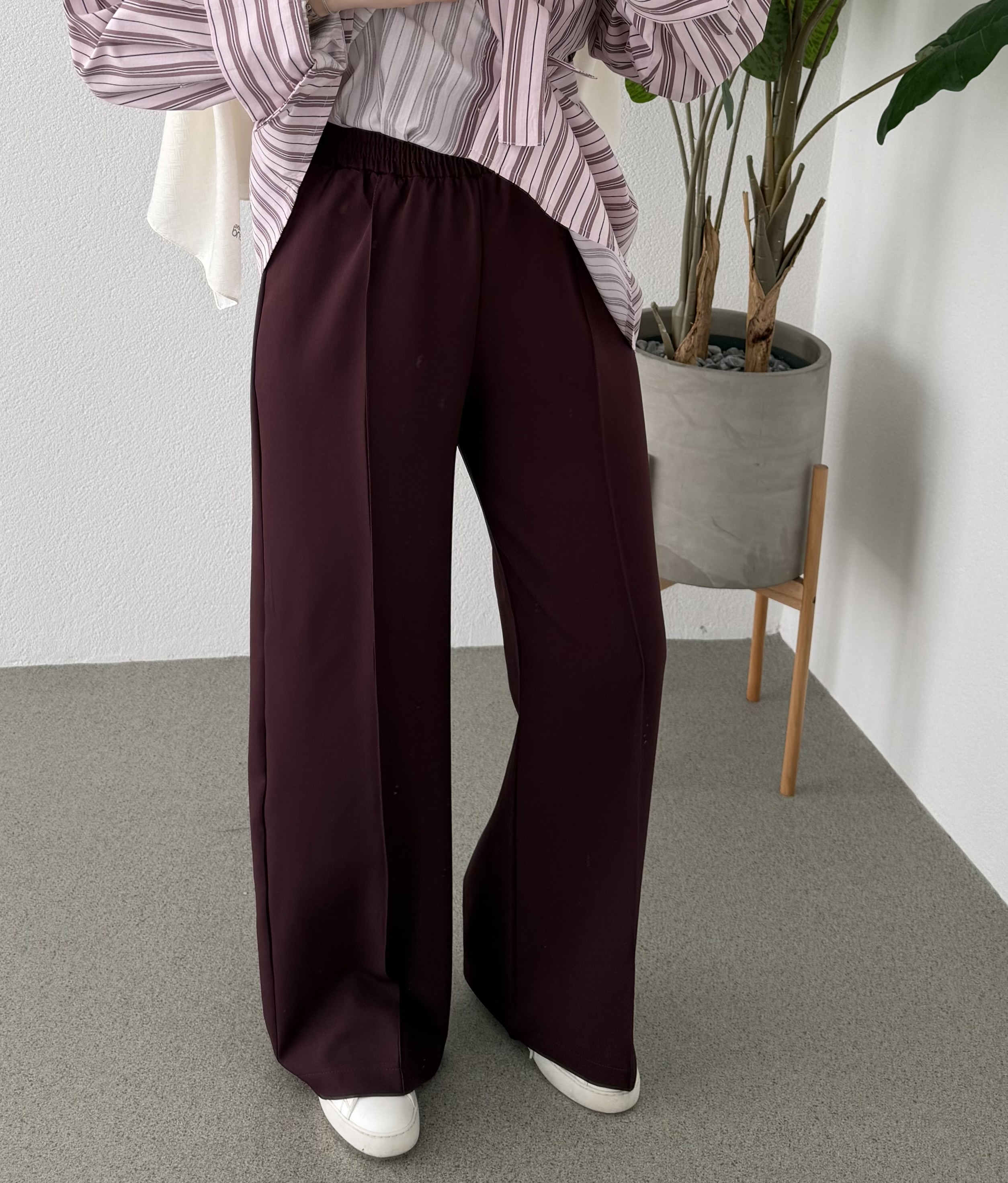 NERVÜRLÜ KREP PANTOLON BORDO