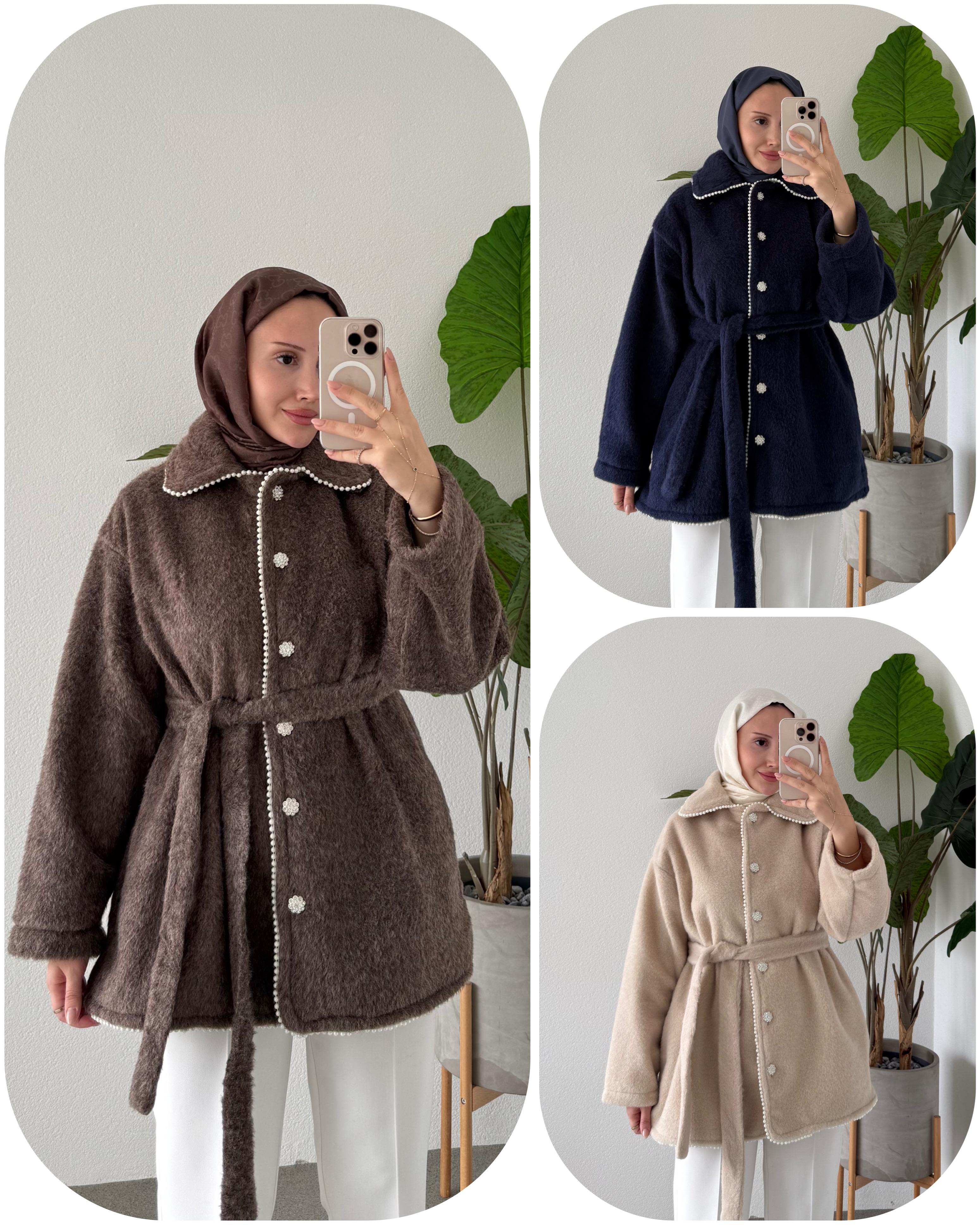 İNCİ DETAYLI KAŞE KABAN