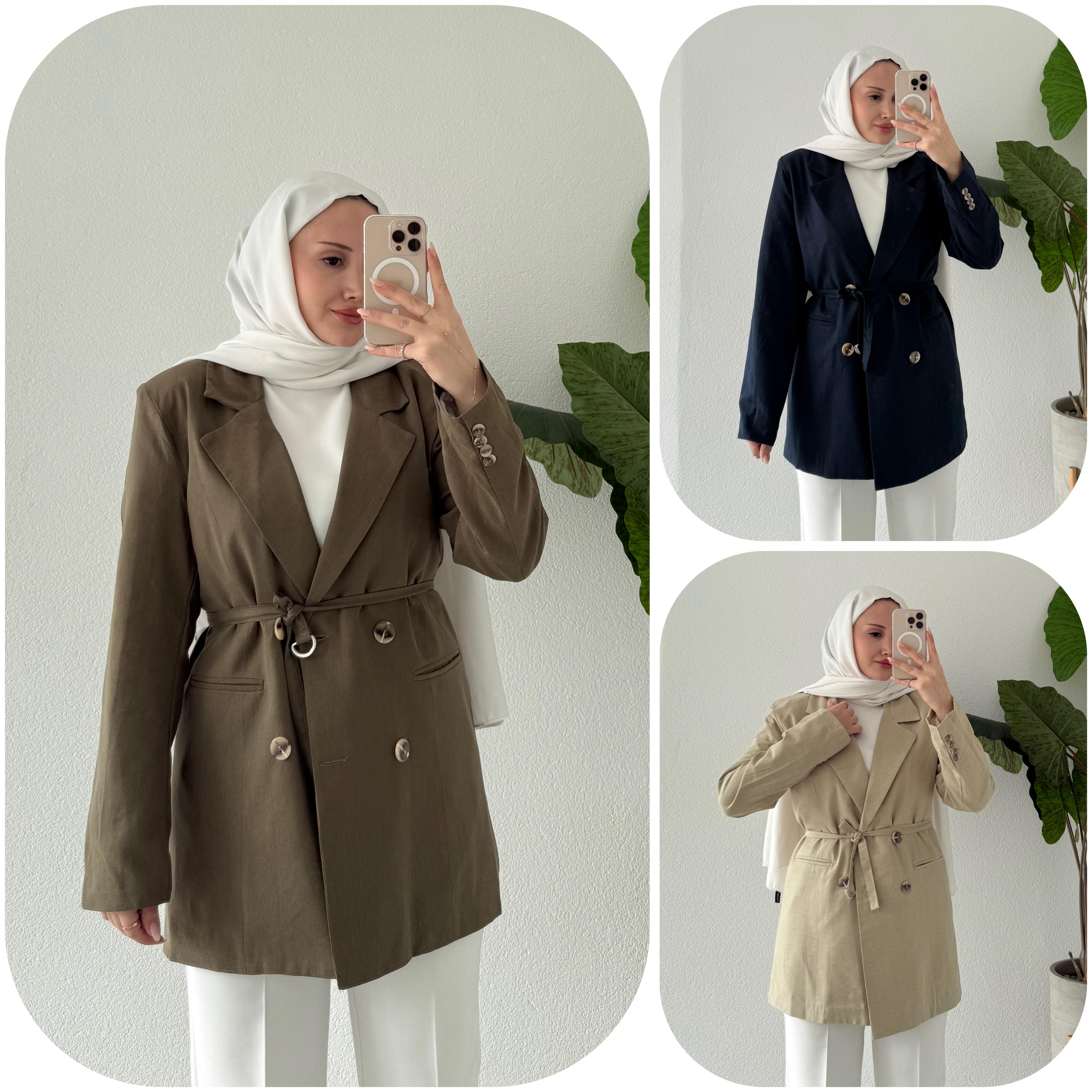 KEMER BAĞLAMA DETAY KETEN BLAZER