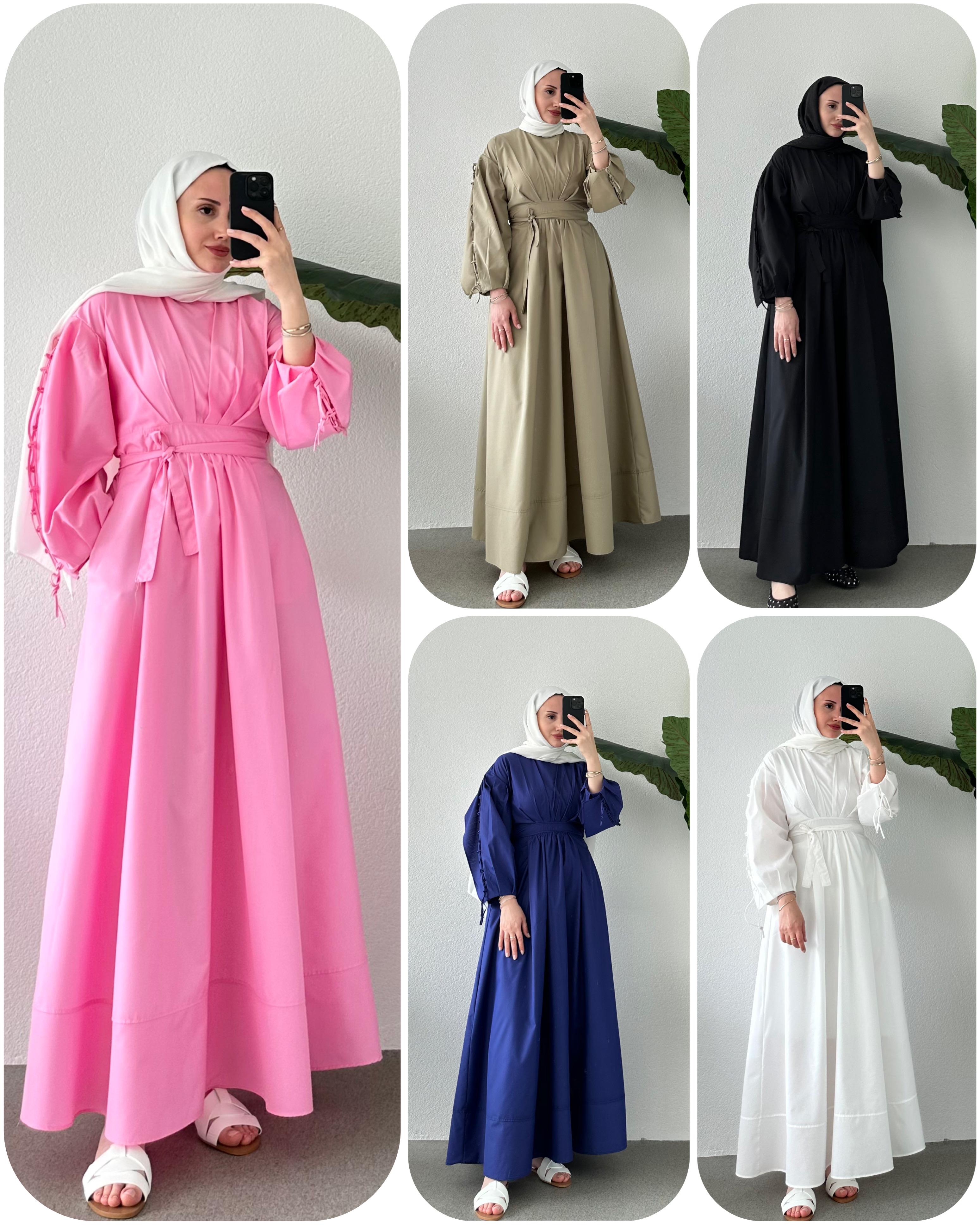 KOLLARI İP BAĞLAMALI ELBİSE