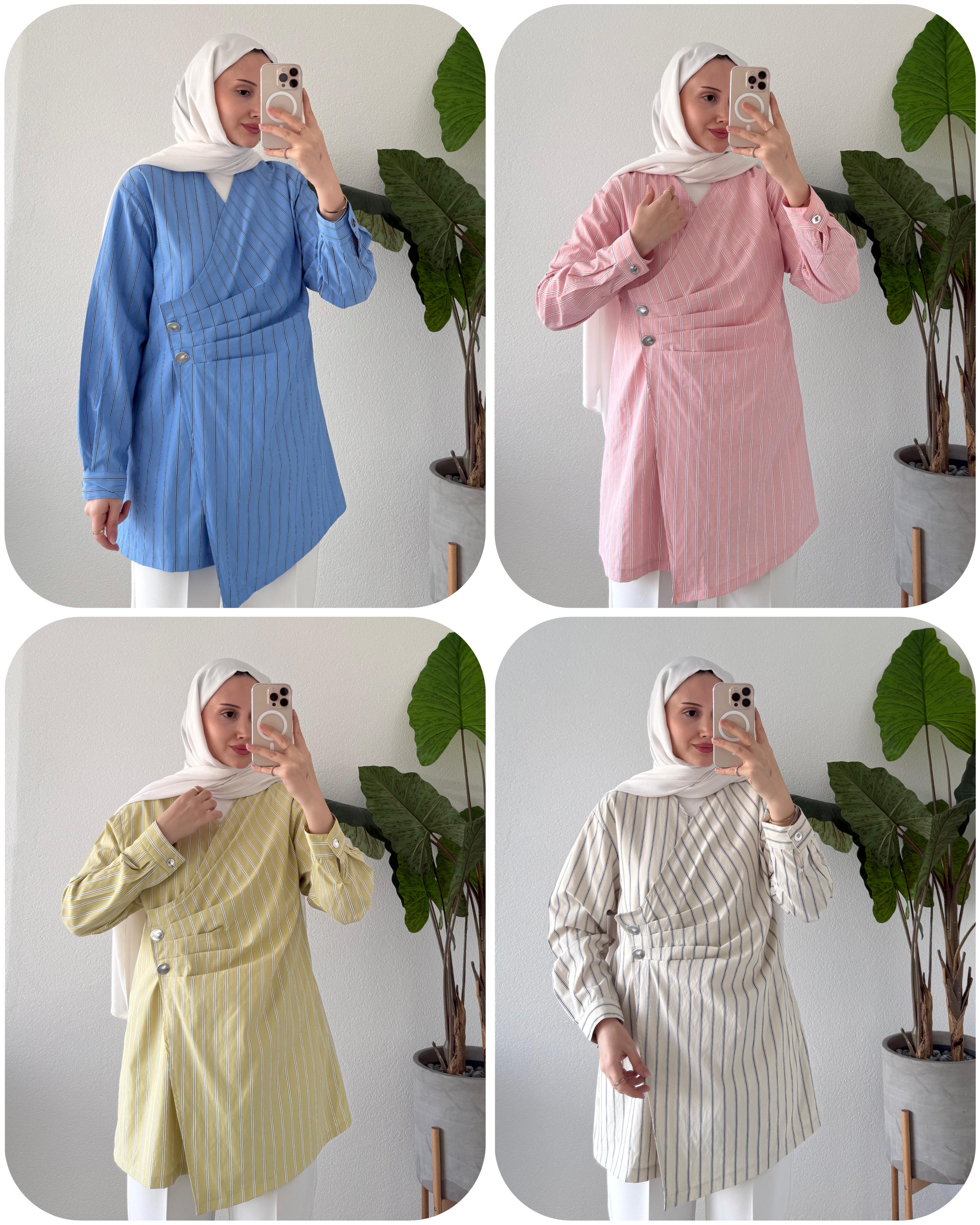 VEREV KAPAMA ÇİZGİLİ GÖMLEK