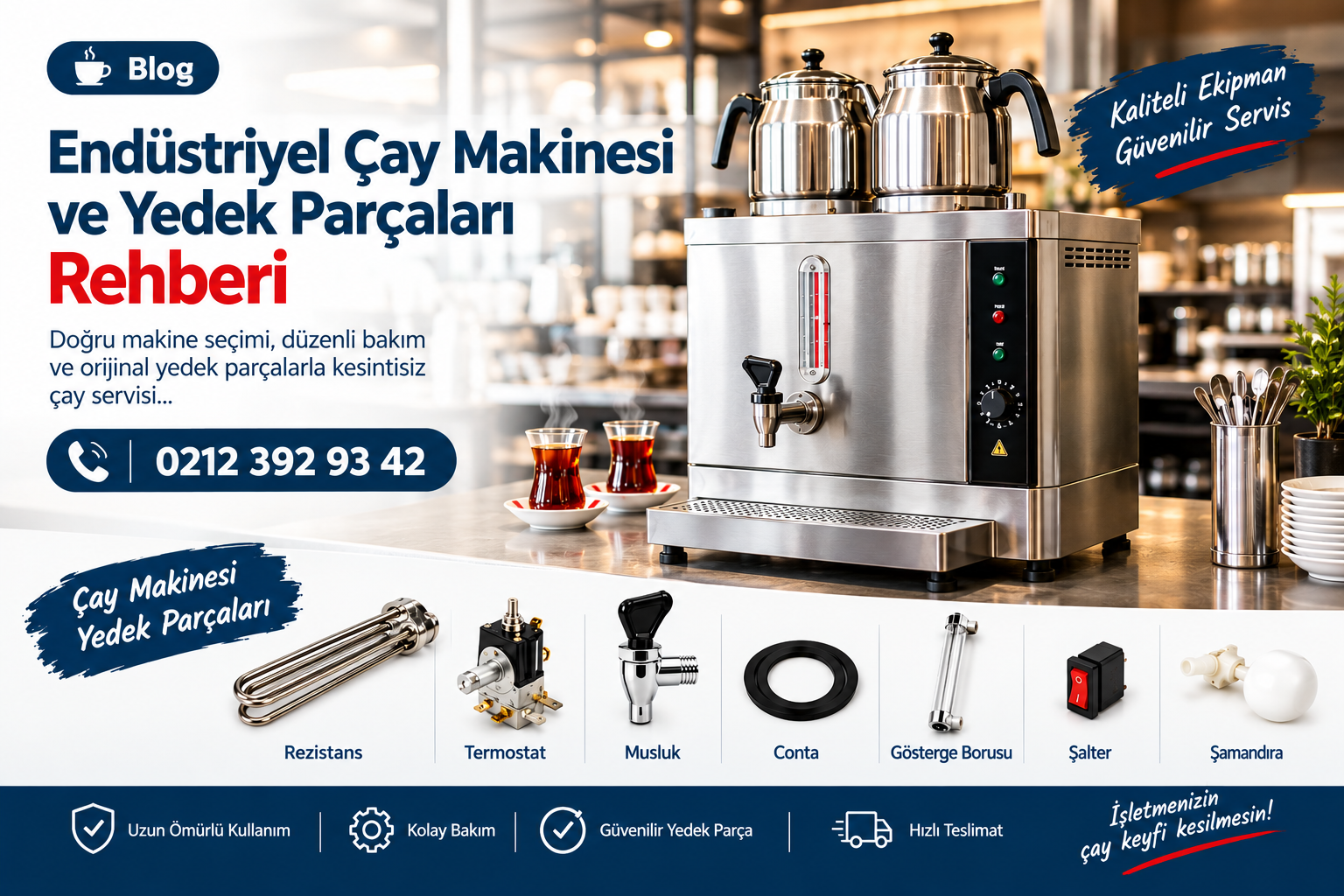 Endüstriyel Çay Makinesi ve Yedek Parçaları – Çay Kazanı, Rezistans, Termostat, Musluk ve Sanayi Tipi Çay Makinesi Ekipmanları | Tek Tıkla Mutfak