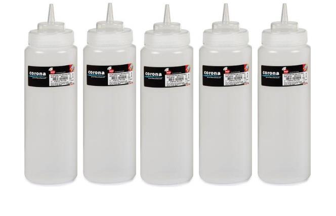 BO2120 Ketçap & Mayonez Şişe Geniş Kapaklı 950 ml Şeffaf- 5'Lİ SET