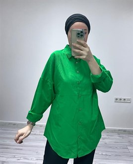 Uzun Basic Gömlek - Yeşil