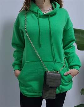 Kapüşonlu Sweatshirt - Yeşil