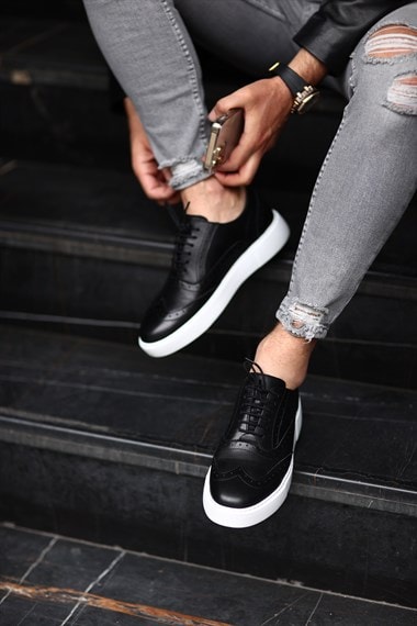 Serhat Özköroğlu - Siyah Deri Sneakers Erkek Ayakkabı