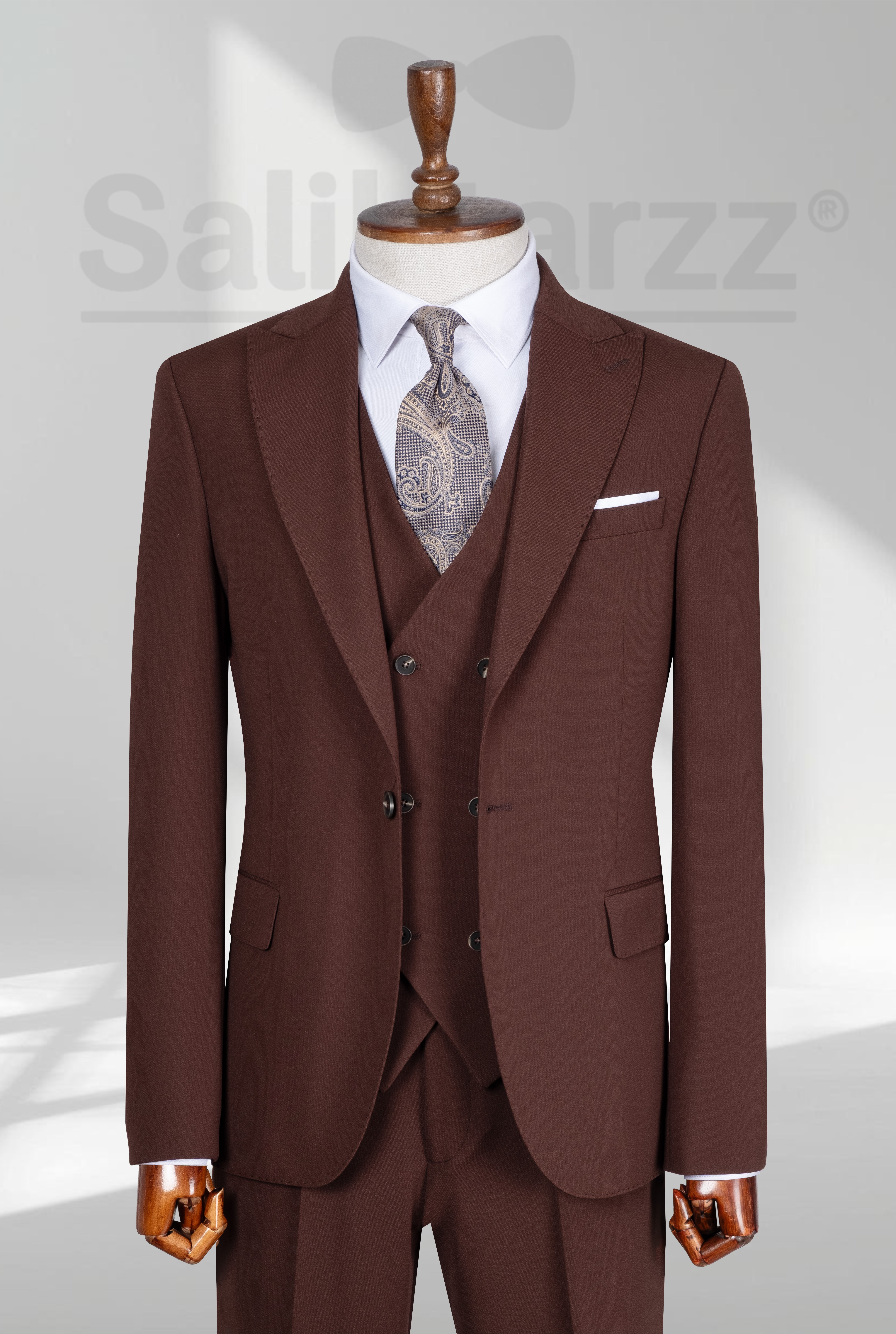 Bordo İtalyan Yelekli Takım Elbise SD42456