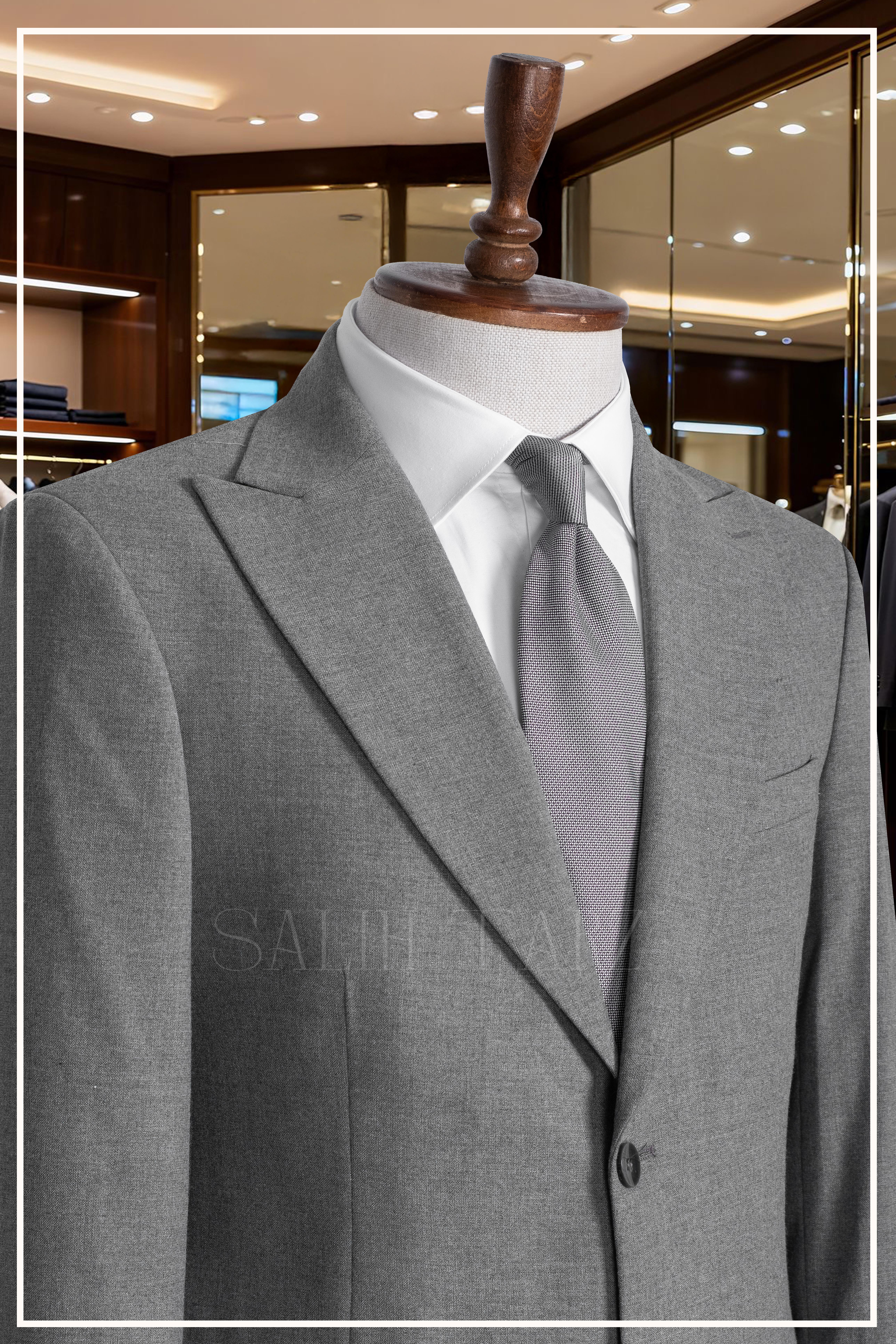 Gri Slim Fit Mono Yaka Kapaklı Cepli Erkek Takım Elbise SD42336