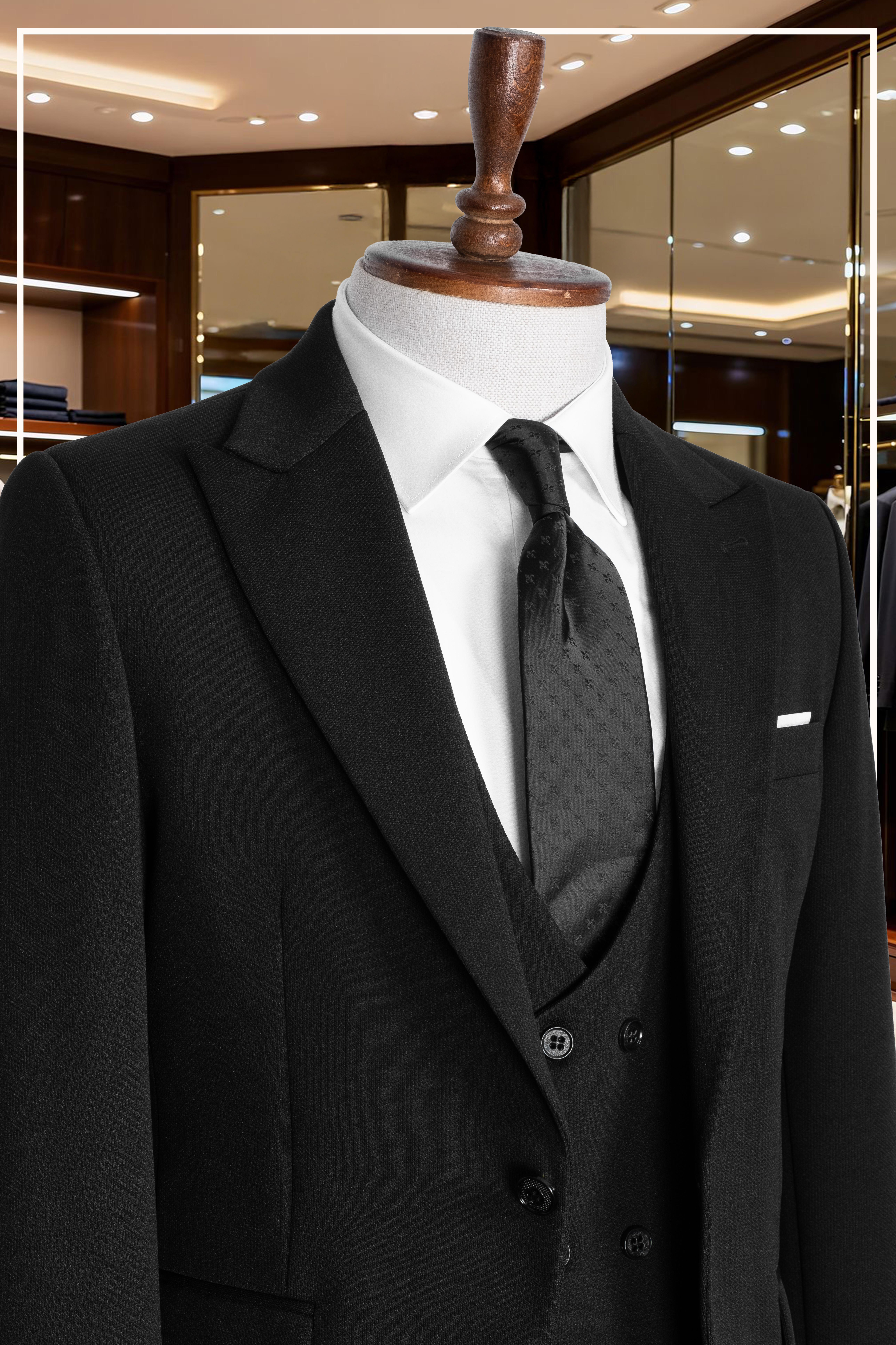 İtalyan Kesim Slim Fit Siyah Yelekli Takım Elbise SD42352