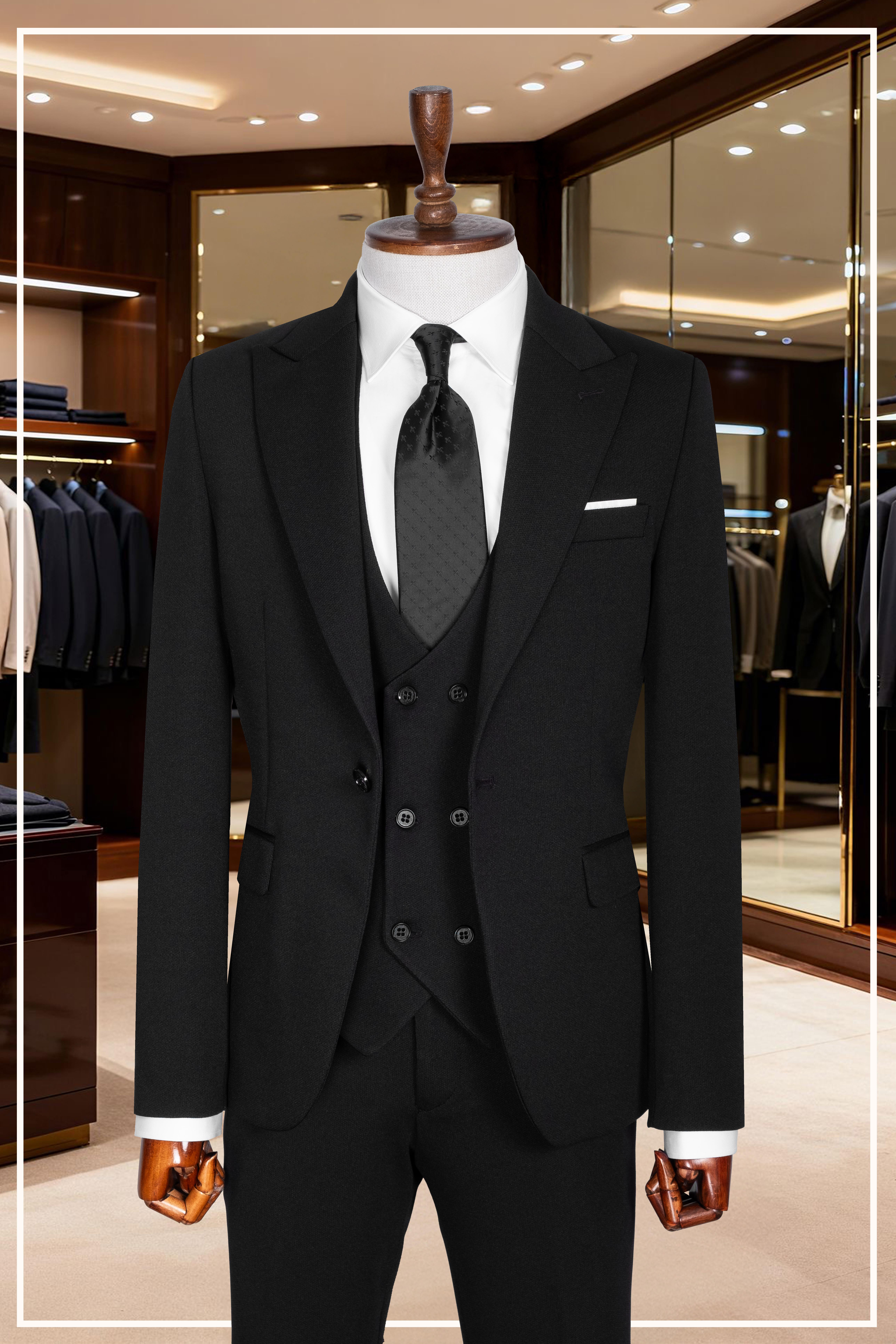 İtalyan Kesim Slim Fit Siyah Yelekli Takım Elbise SD42352