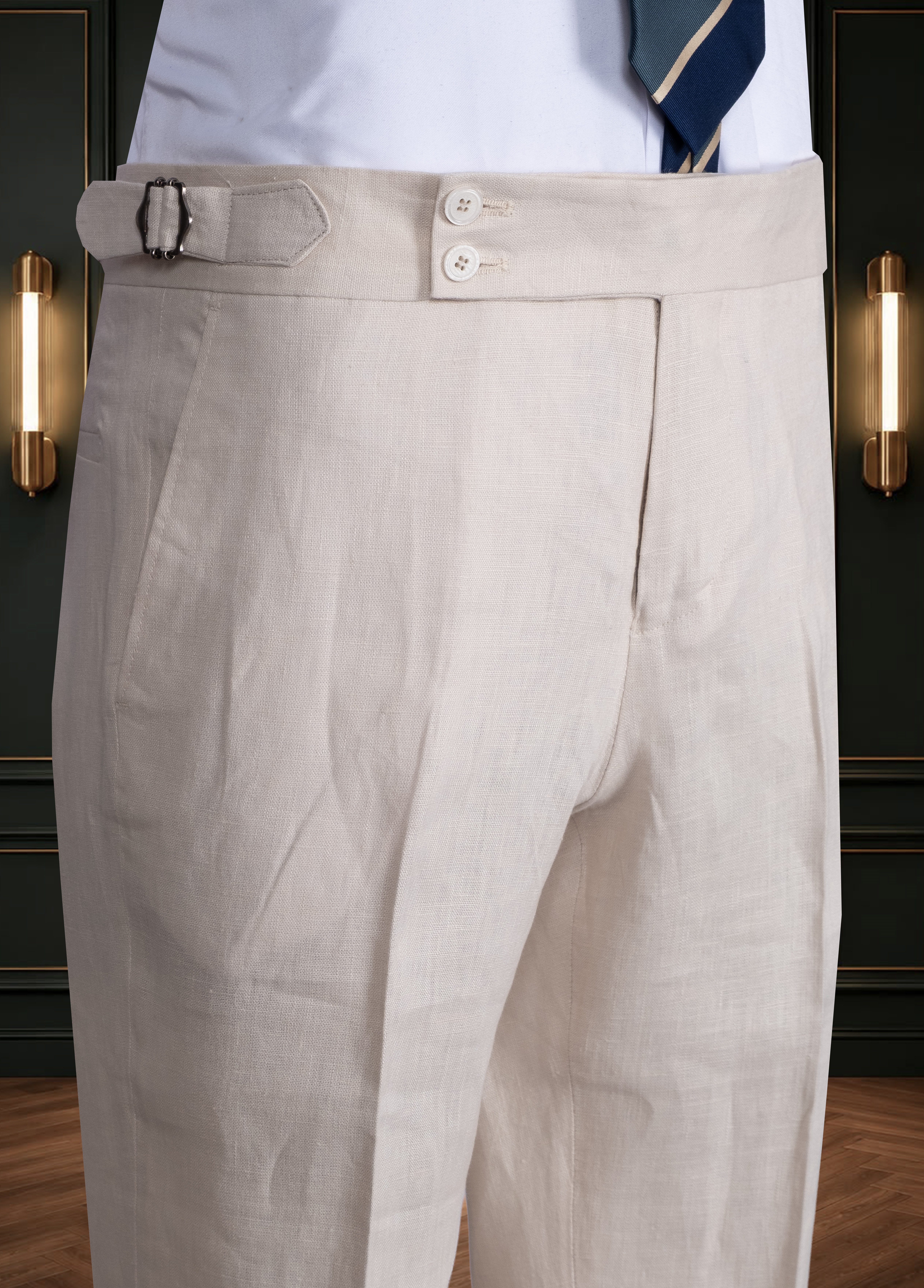 Keten Krem Kruvaze Torba Takım Elbise SD42464