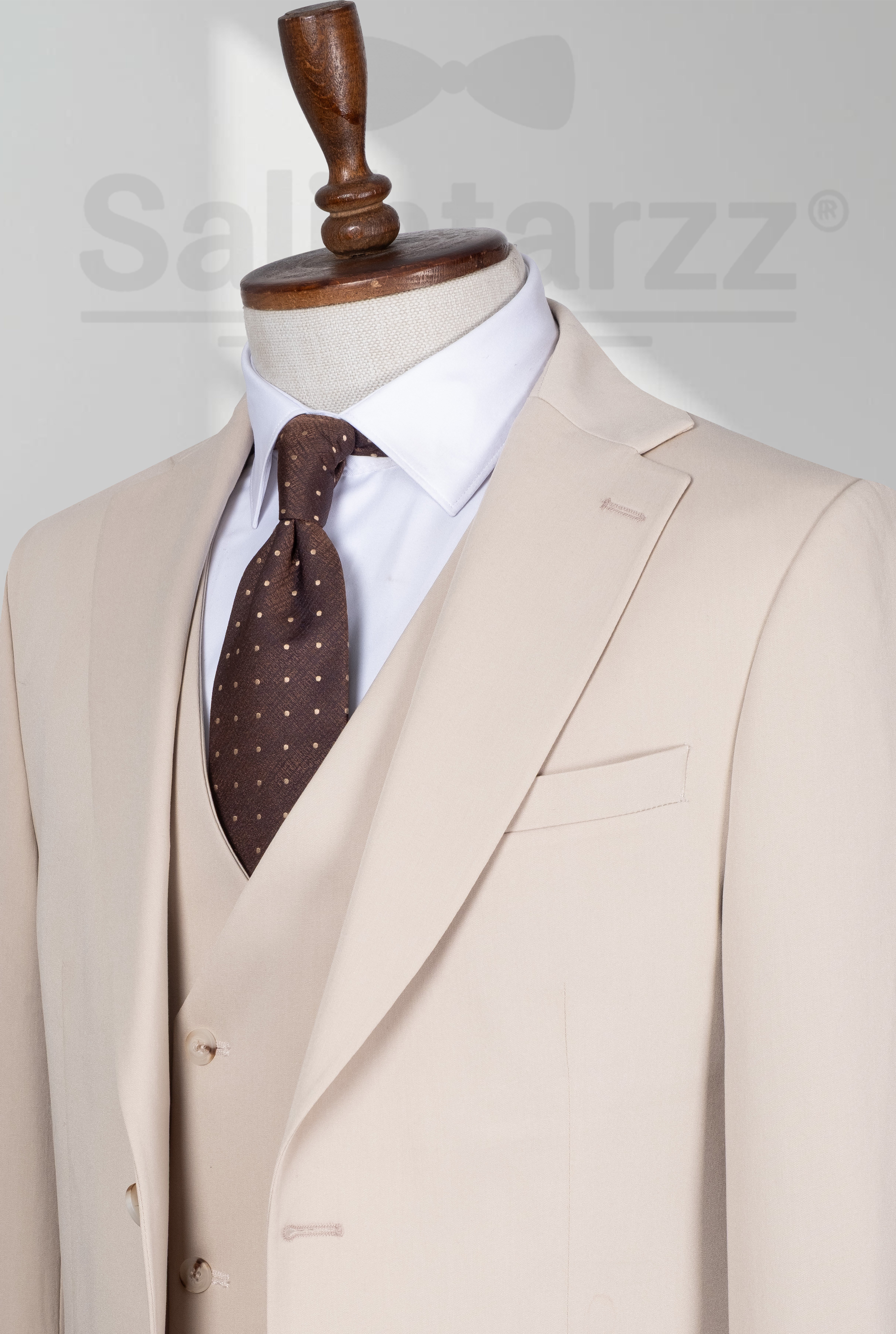 Krem İtalyan Yelekli Takım Elbise SD42461