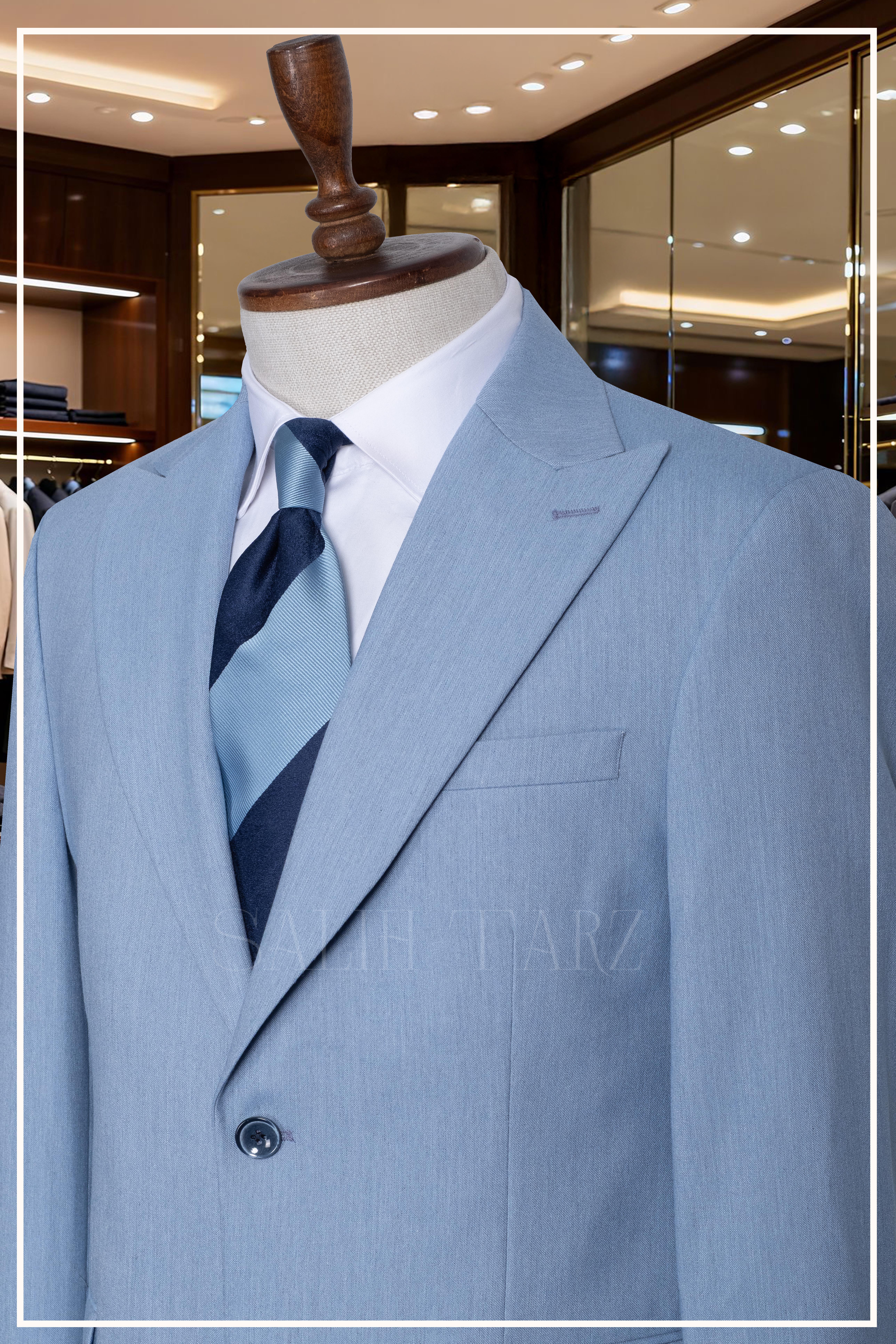 Mavi Slim Fit Mono Yaka Kapaklı Cepli Erkek Takım Elbise SD42337