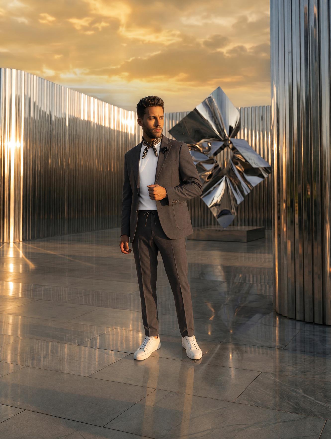 Premium Kahve Erkek Takım Elbise – Slim Fit İtalyan Kesim Modern Tasarım SD42396