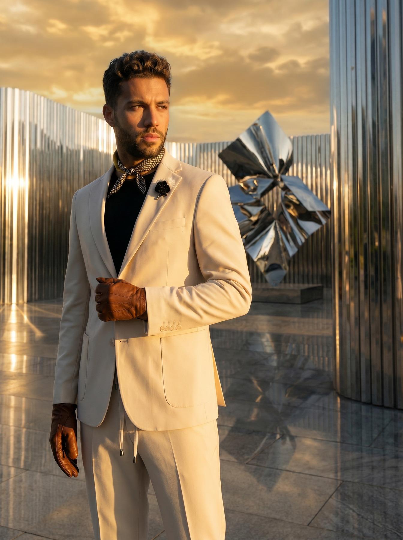 Premium Krem Erkek Takım Elbise – Slim Fit İtalyan Kesim Modern Tasarım SD42395