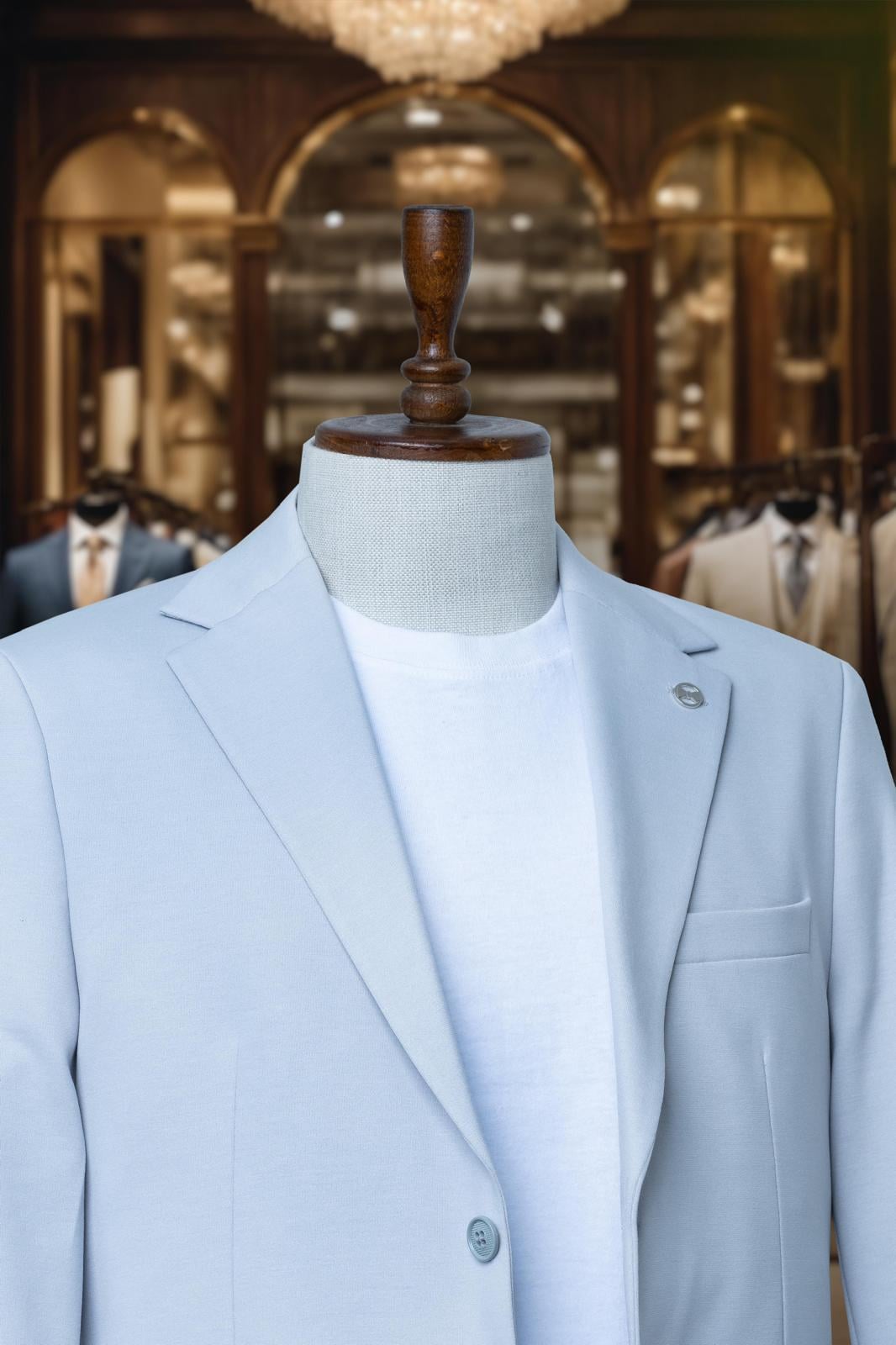 Takım Elbise A.Mavi Düz Comfort Fit Mono Yaka SD4188