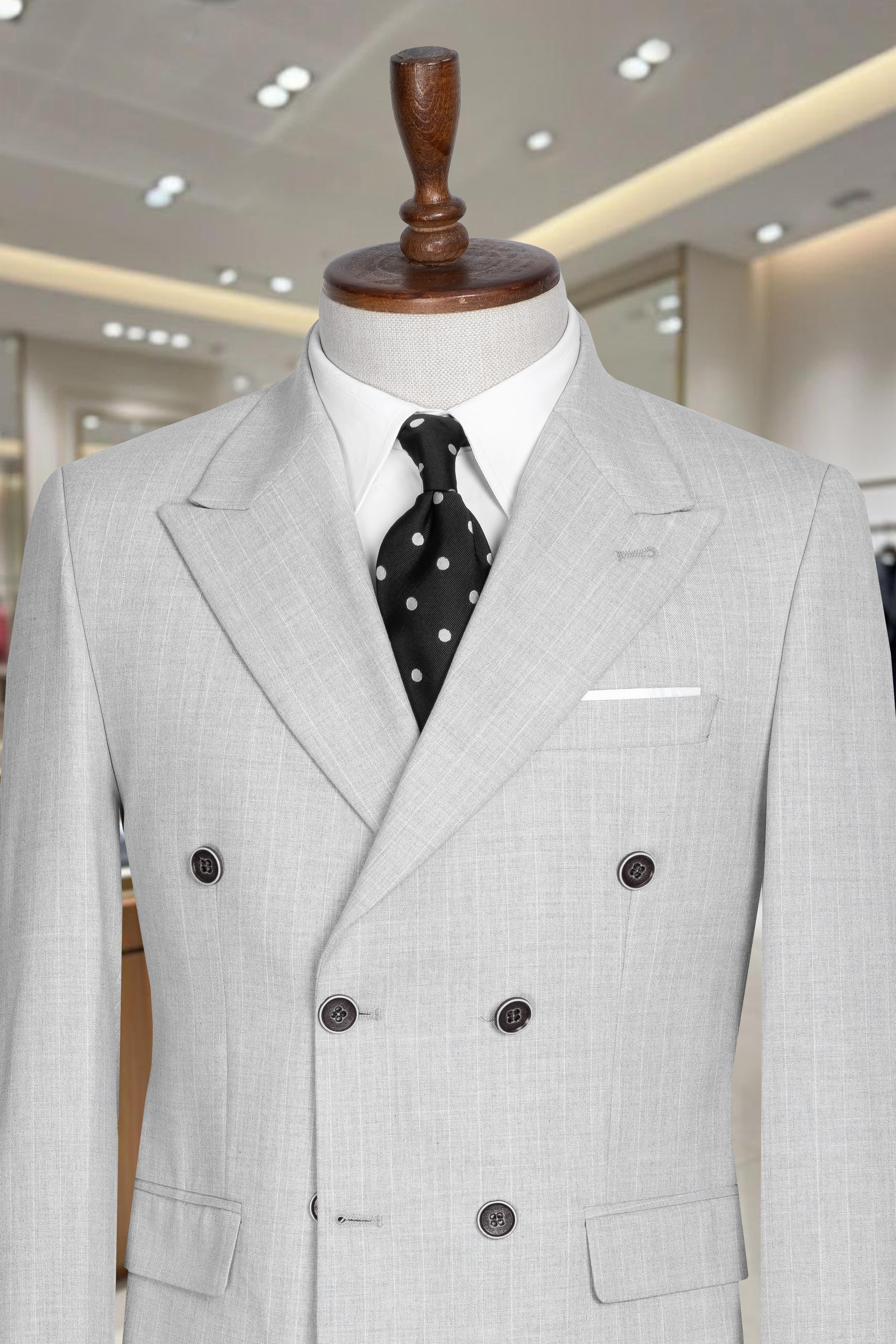 Takım Elbise Çizgili Kruvaze SlimFit Gri SD42281