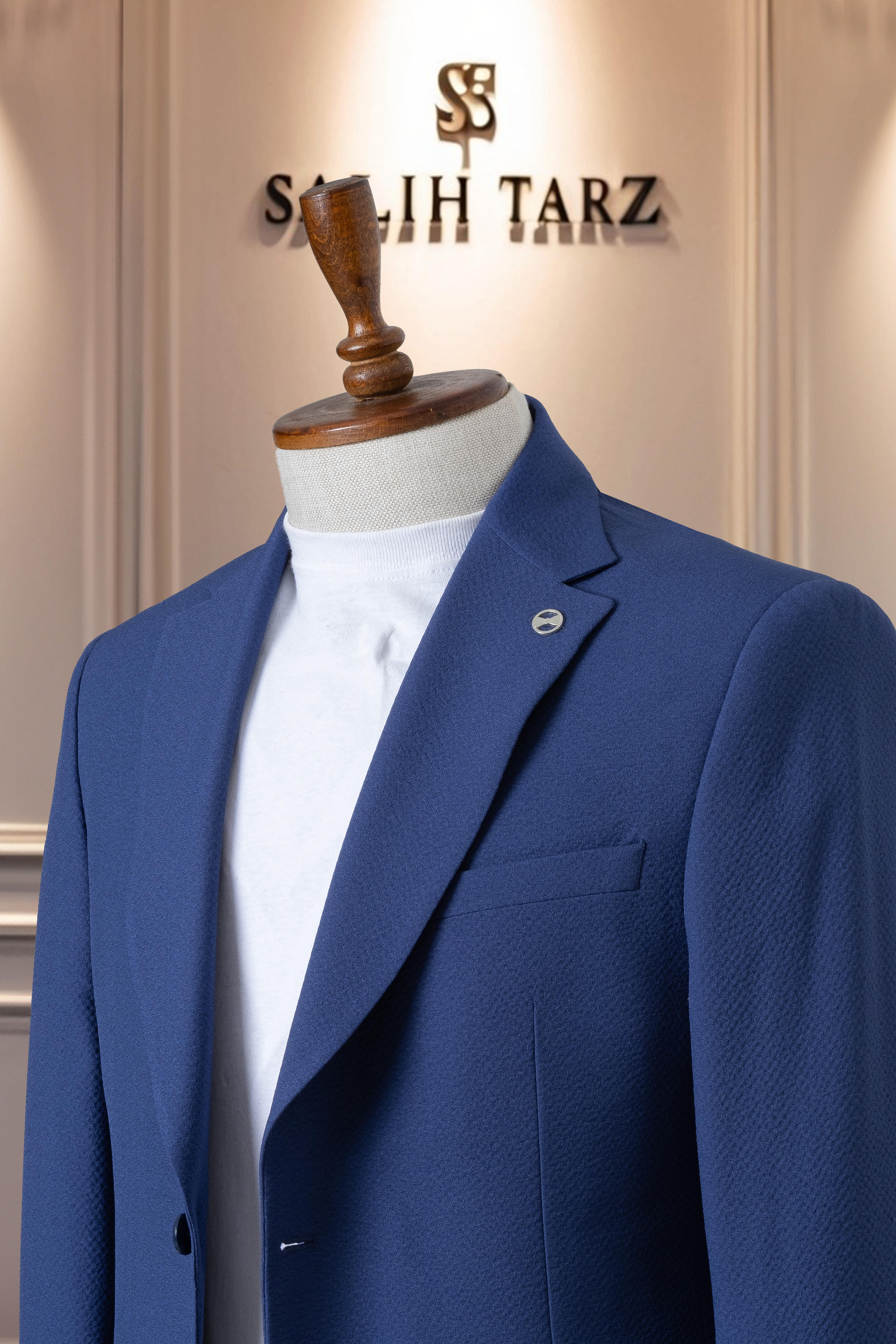 Takım Elbise İtalyan Kesim Gofre İpli SlimFit Lacivert SD41041