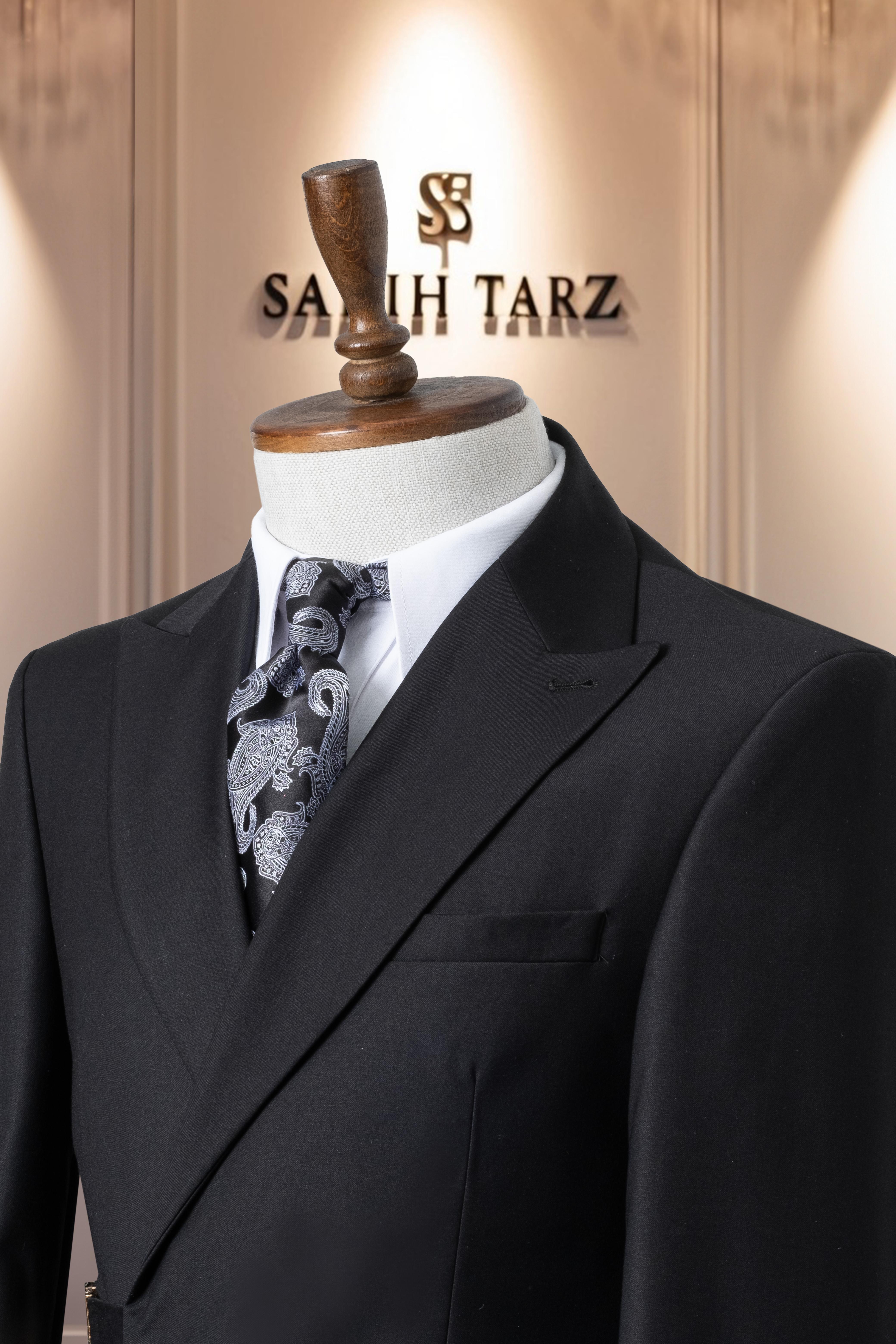 Takım Elbise İtalyan Kesim Kemerli Premium Siyah SD41064