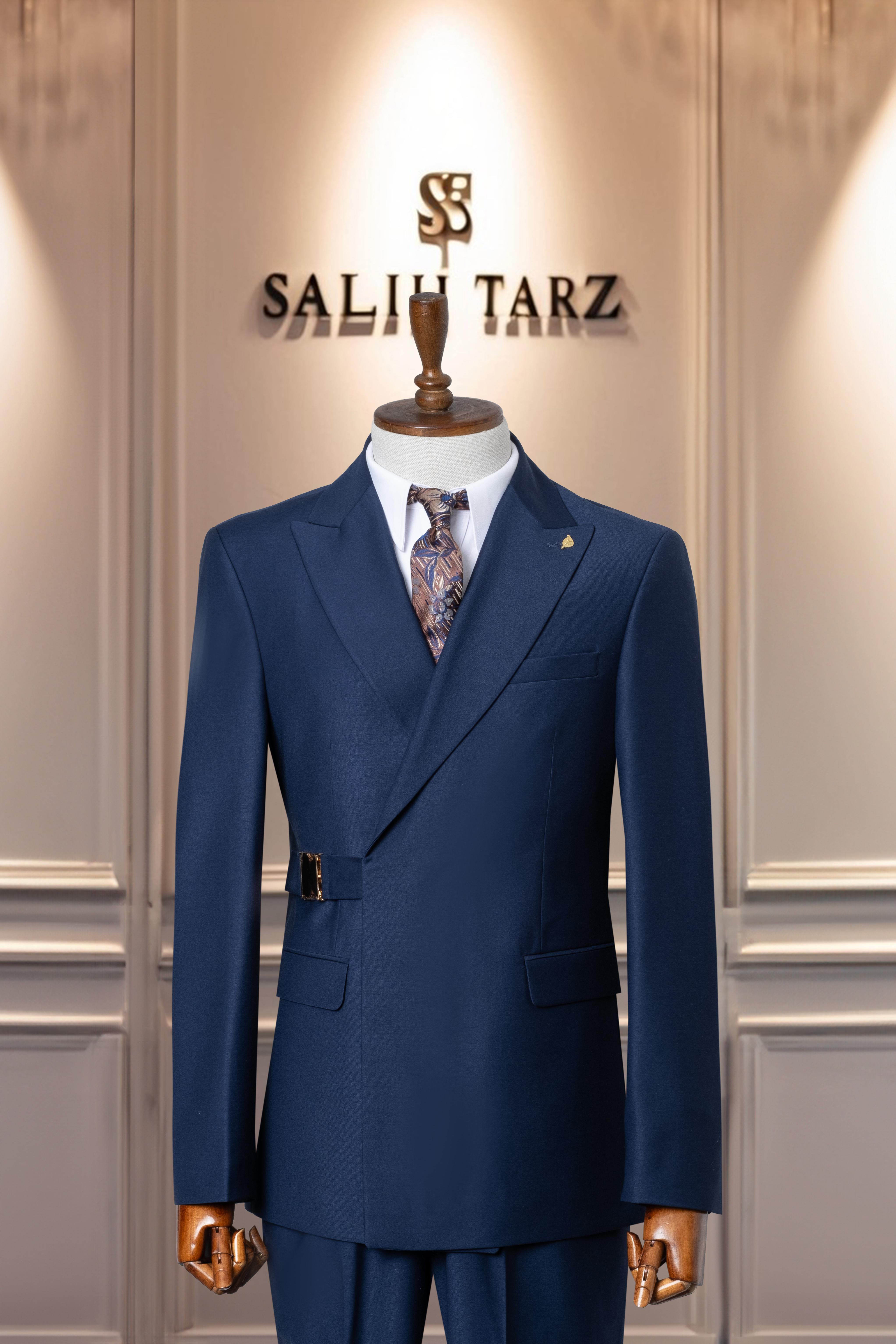Takım Elbise İtalyan Kesim Kemerli Premium Lacivert SD41065