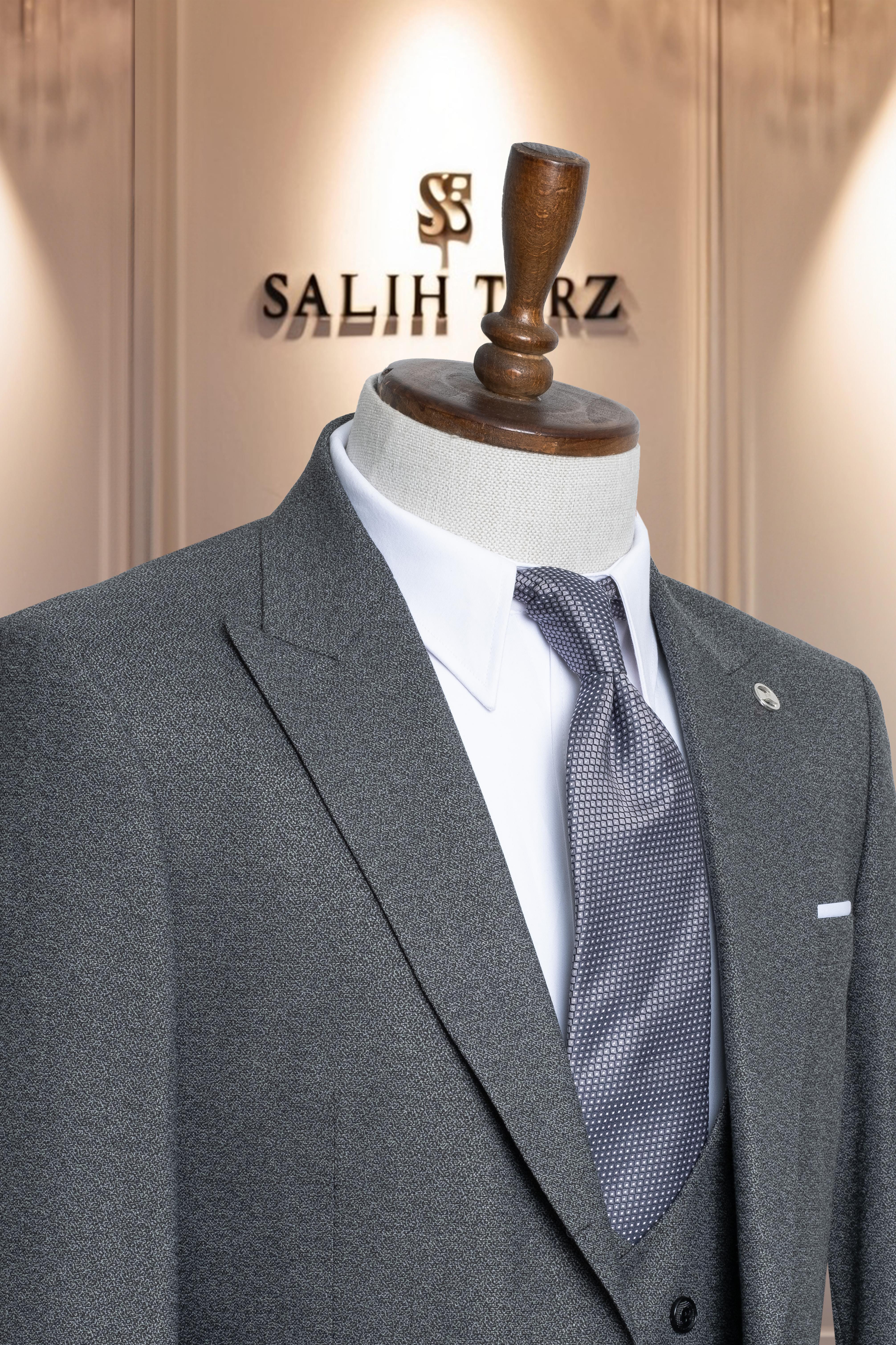 Takım Elbise İtalyan Kesim Yelekli SlimFit K.Gri SD41070