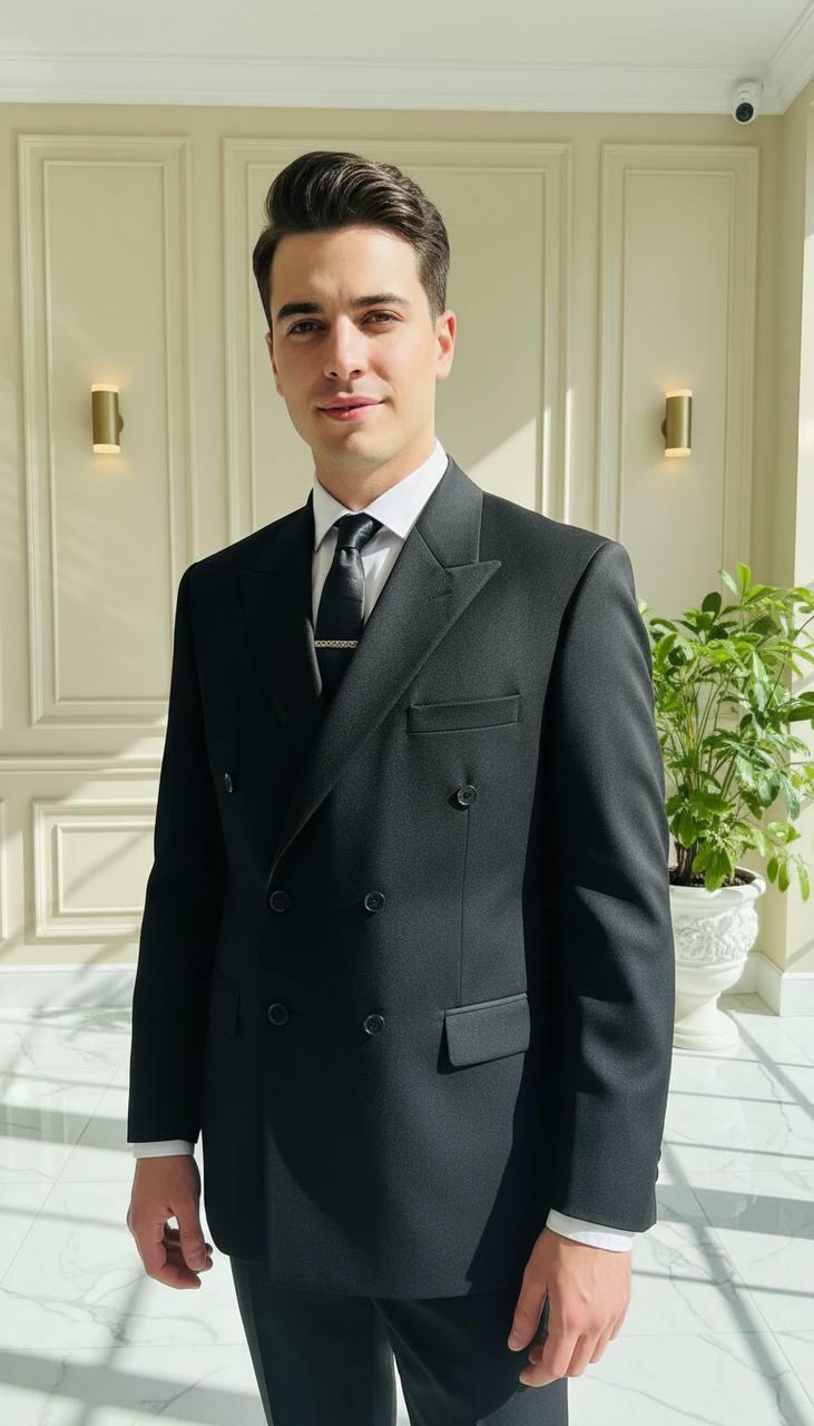 Takım Elbise Kruvaze Battal Büyük Beden Siyah SD42270