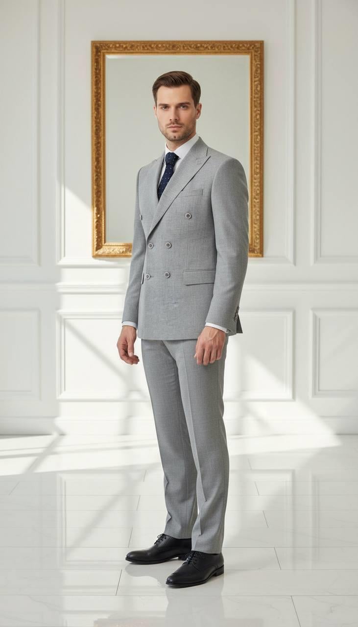 Takım Elbise Kruvaze SlimFit Gri SD42242