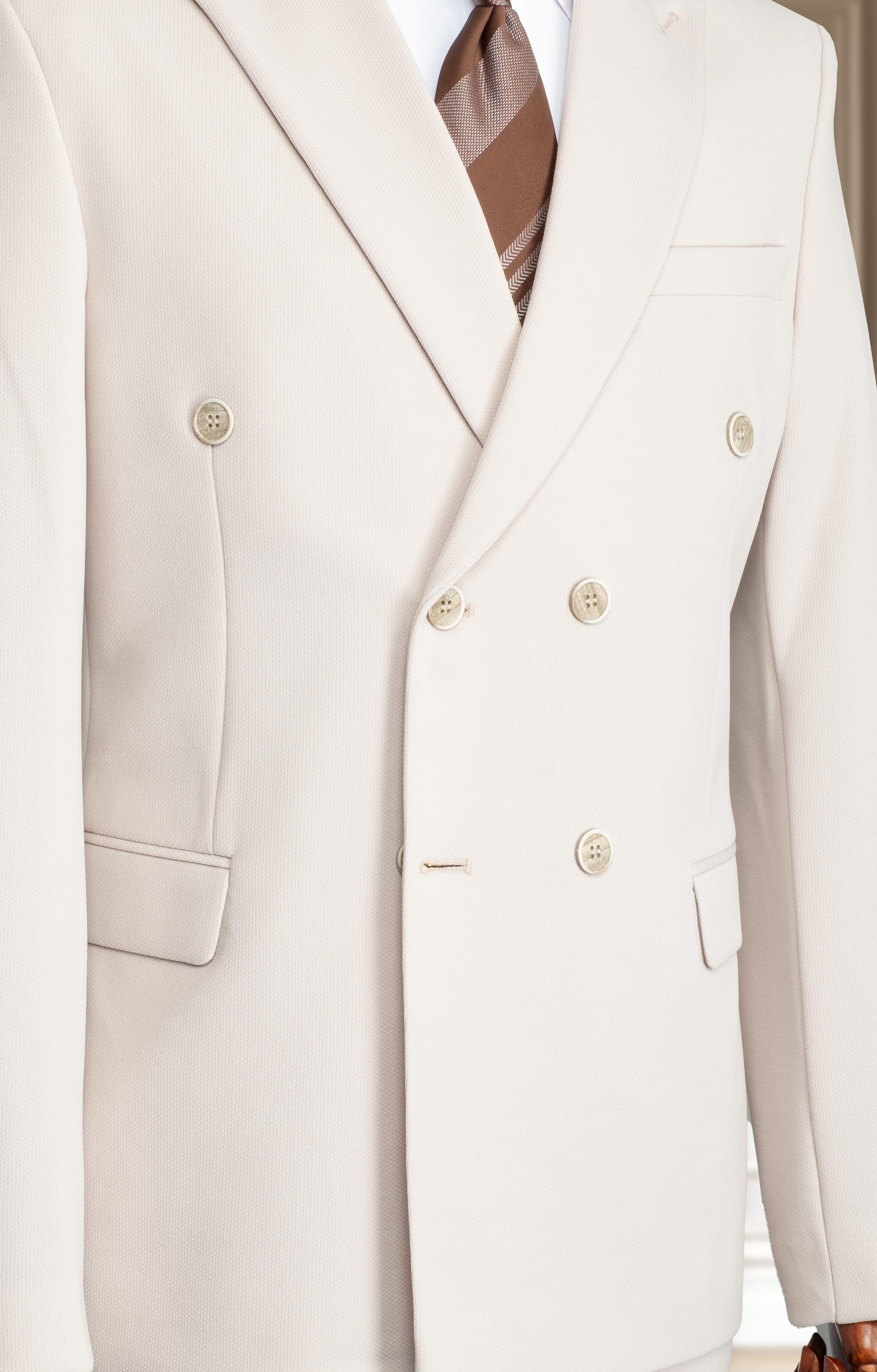 Takım Elbise Kruvaze SlimFit Krem SD42191
