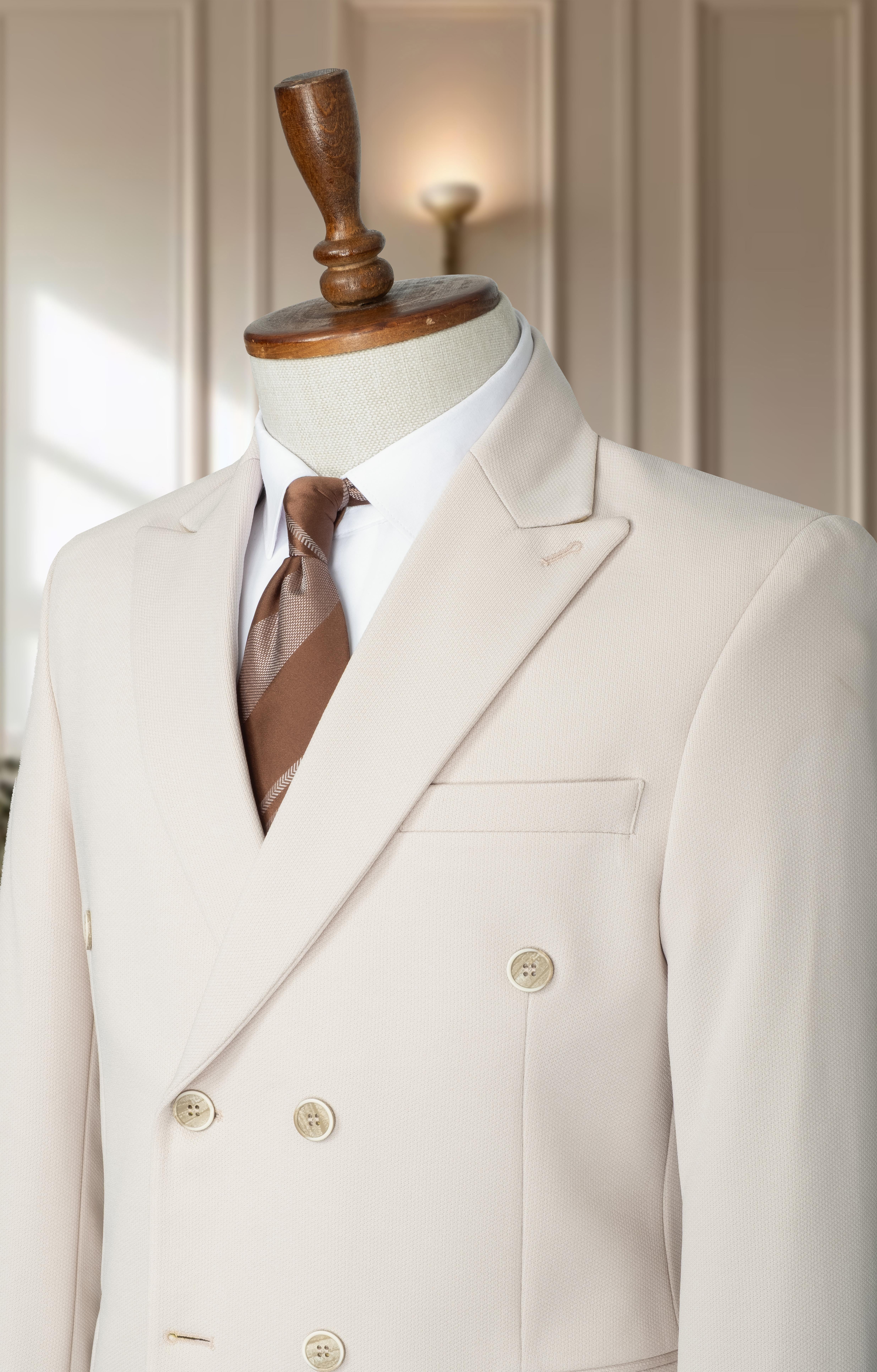 Takım Elbise Kruvaze SlimFit Krem SD42191