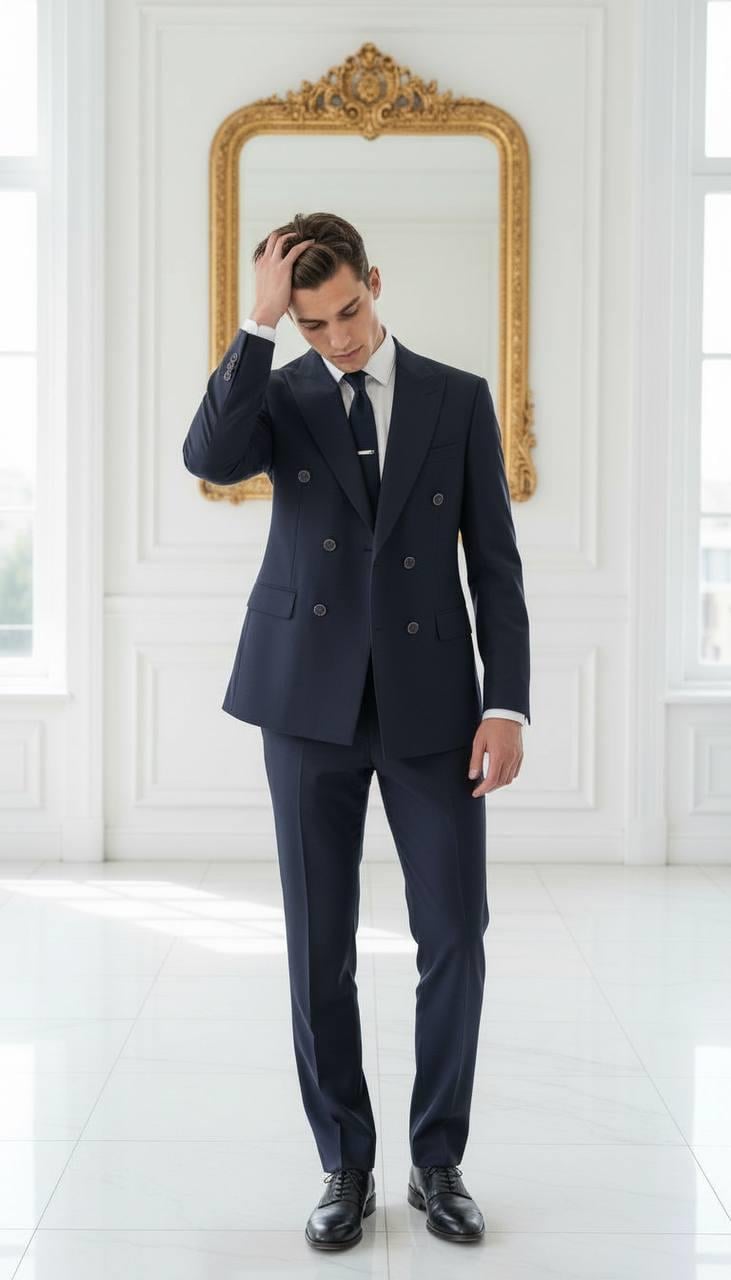 Takım Elbise Kruvaze SlimFit Lacivert SD42241