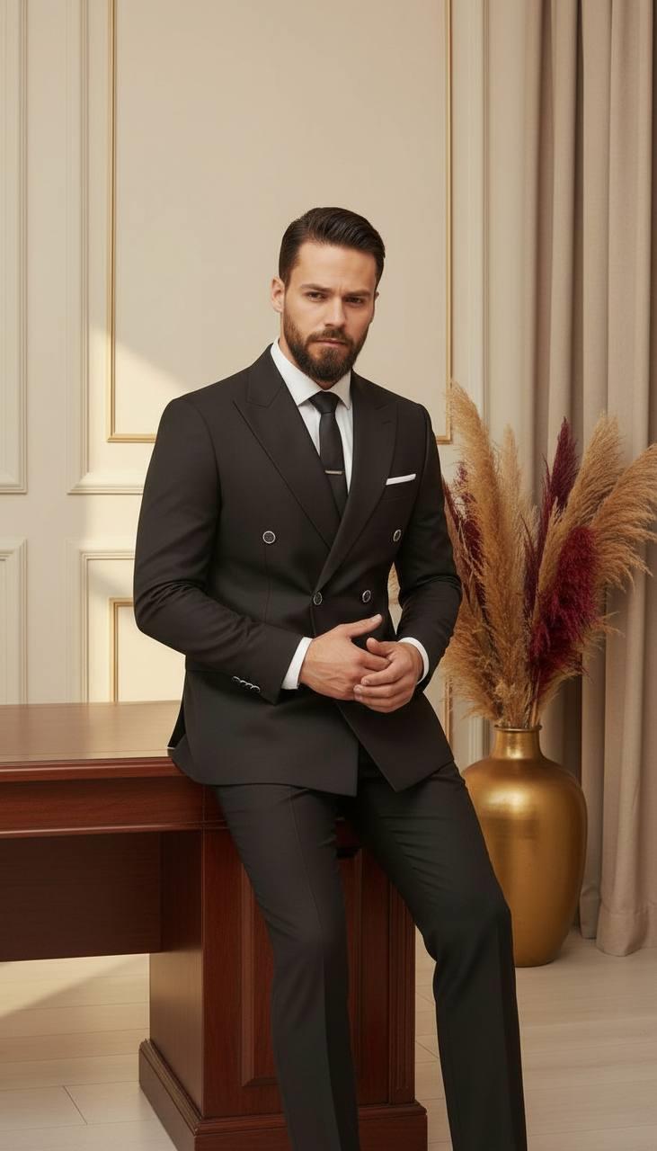 Takım Elbise Kruvaze SlimFit Siyah SD42239