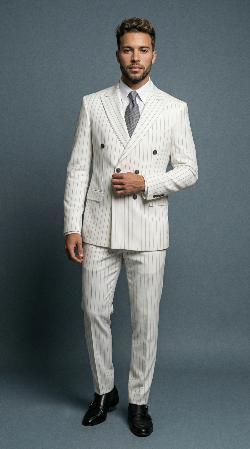 Takım Elbise SlimFit Beyaz Kruvaze Premium SD42363