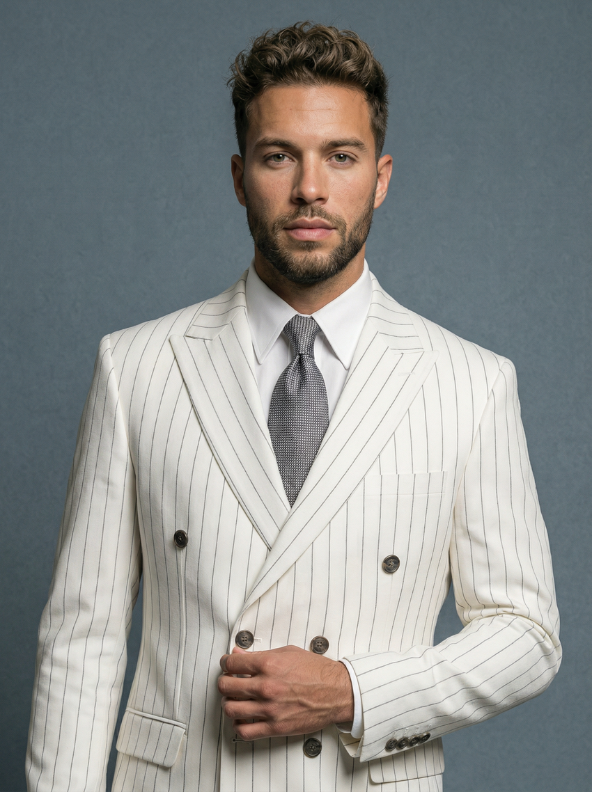 Takım Elbise SlimFit Beyaz Kruvaze Premium SD42363