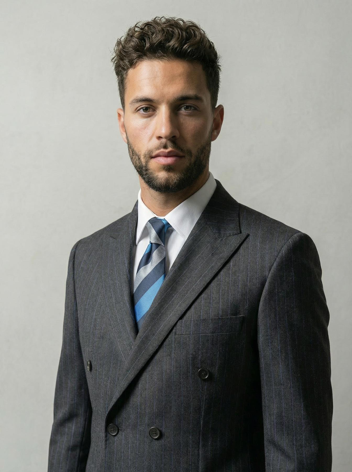 Takım Elbise SlimFit Füme Çizgili Kruvaze Premium SD42368