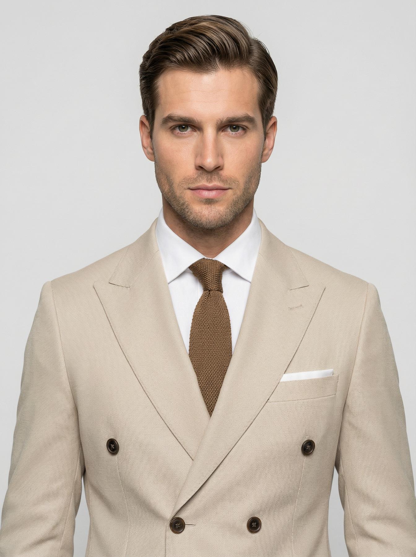 Takım Elbise SlimFit Krem Kruvaze Premium SD42369