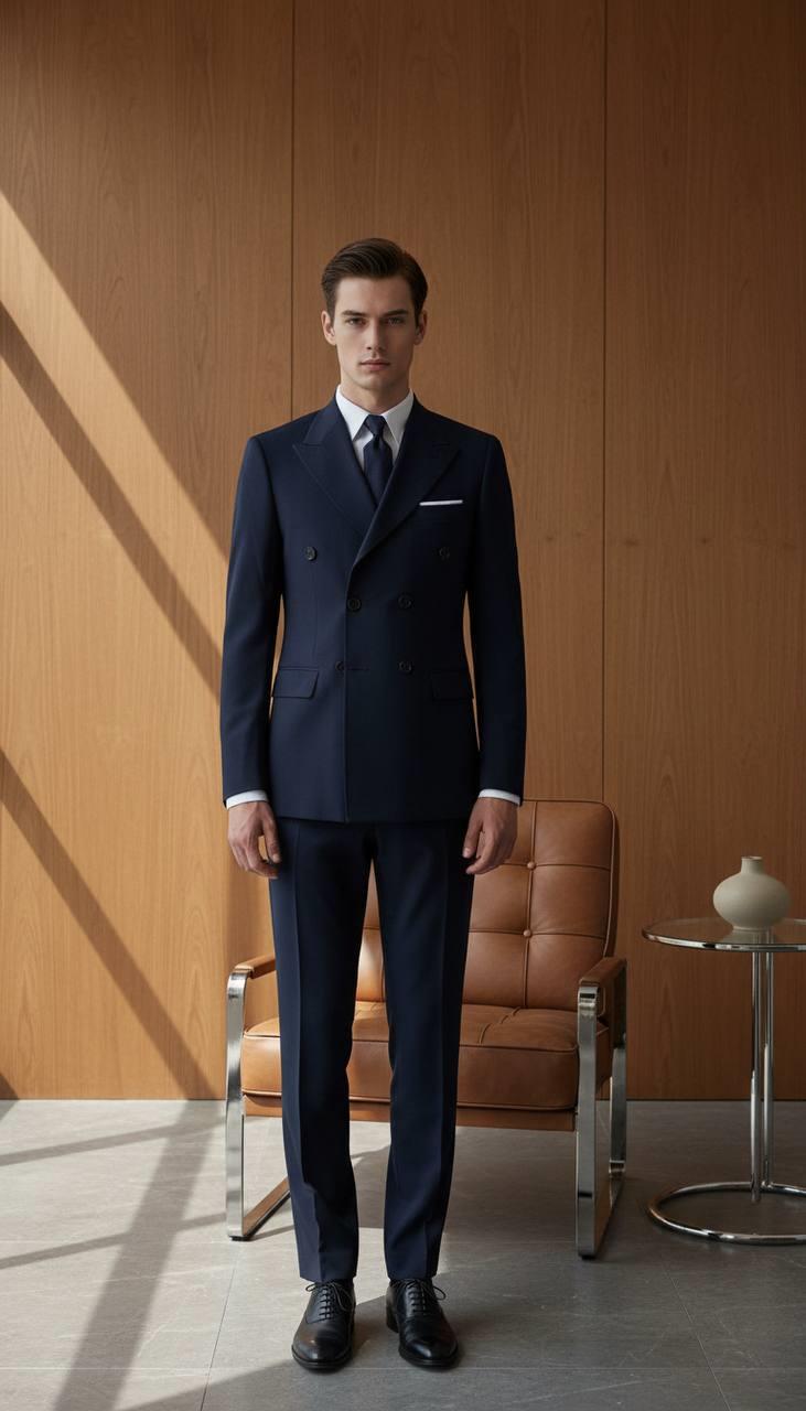 Takım Elbise SlimFit Lacivert Kruvaze Premium SD42291