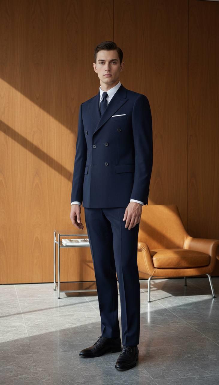 Takım Elbise SlimFit Lacivert Kruvaze Premium SD42291