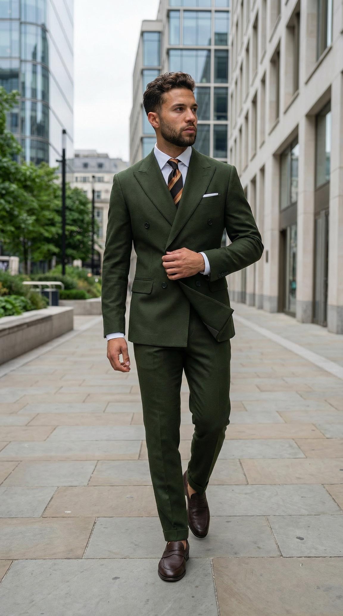 Takım Elbise SlimFit Yeşil Kruvaze Premium SD42370