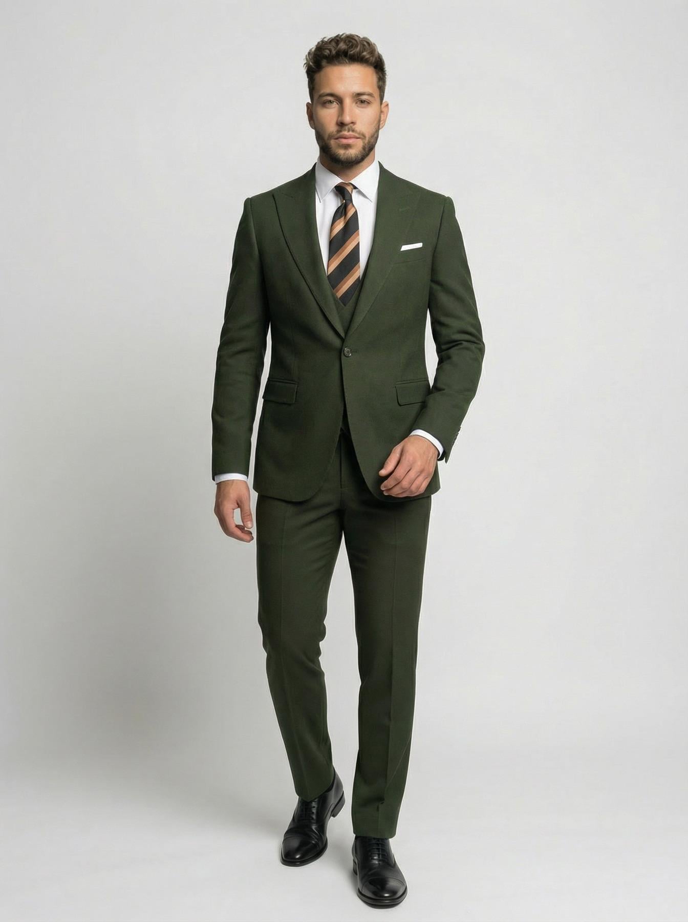 Takım Elbise SlimFit Yeşil Yelekli Premium SD42377