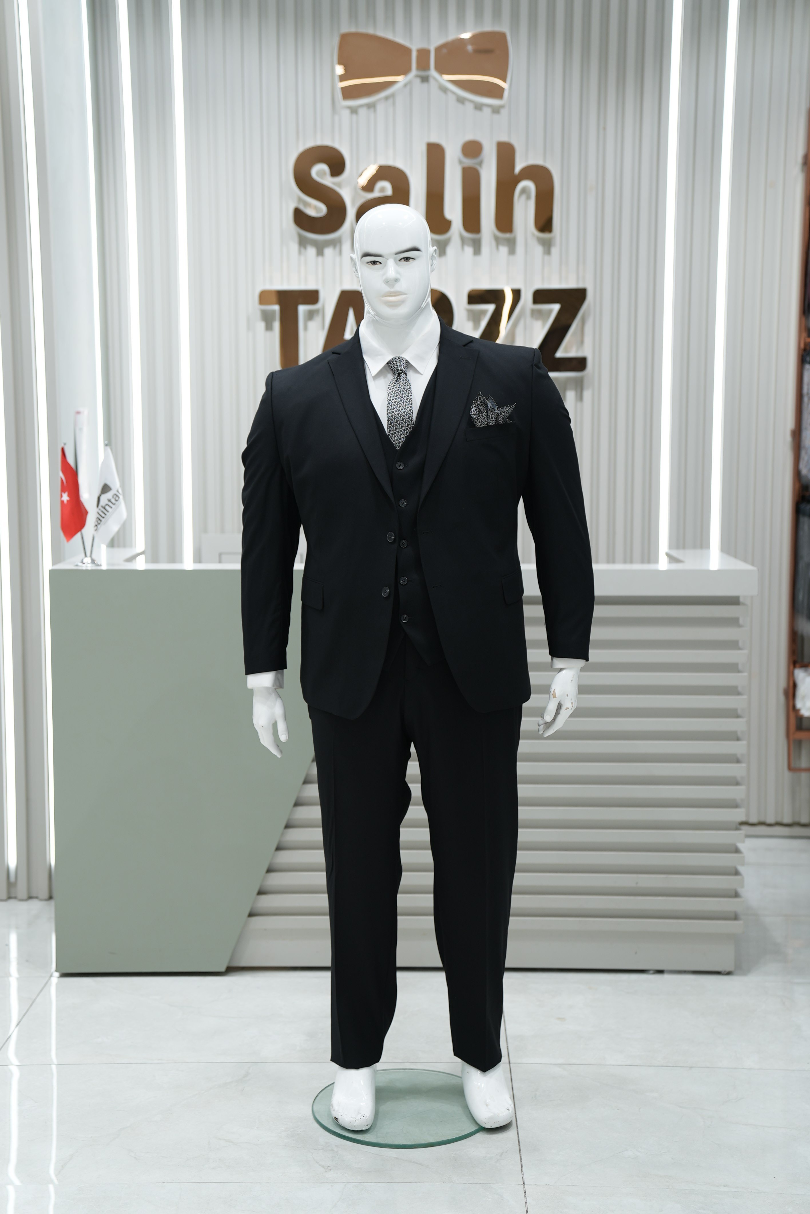 Takım Elbise Yelekli Battal Büyük Beden Siyah SD42432