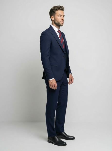 Takım Elbise Yelekli SlimFit Lacivert Premium SD42383