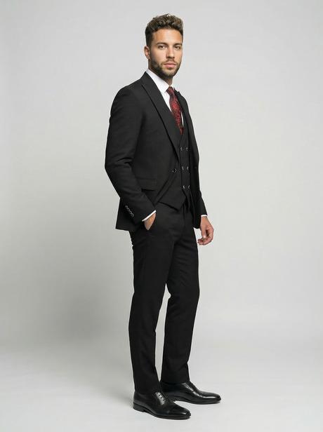 Takım Elbise Yelekli SlimFit Siyah Premium SD42381