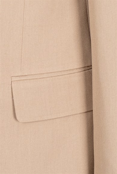 Bej Kruvaze Takım Elbise İtalyan Pileli Kemersiz Pantolon SD42449